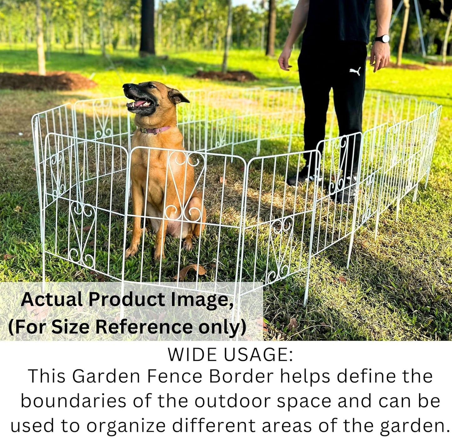 ShopLaLa Garden Fence Animal Barrier (20 Panels) 12in(L) x 24in(H) Rustproof Decorative Swan Up Down Metal Wire Fencing Flower Bed Edging for Landscape Patio Yard Decor White Small Fences for Dogs