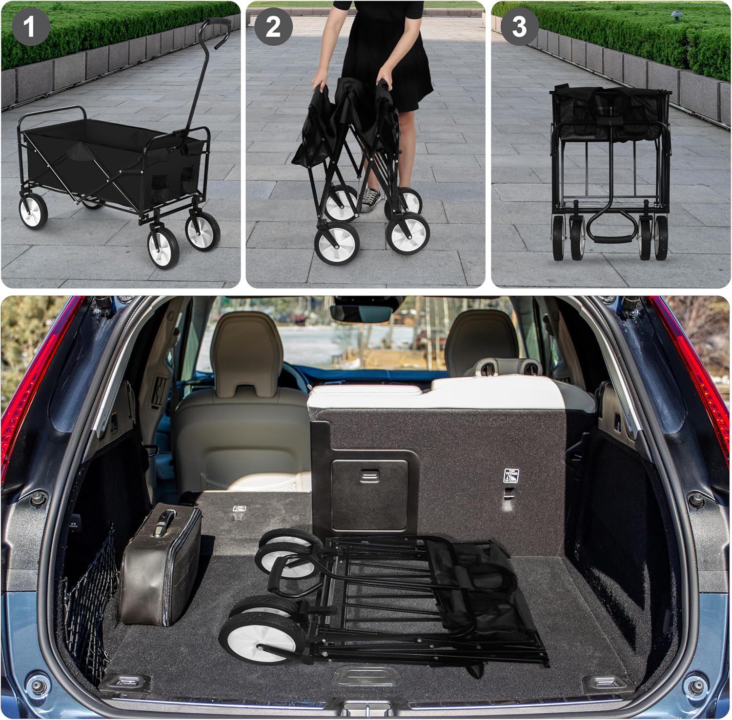 YSSOA Rolling Folding & Rolling Collapsible Garden Cart, Outdoor Campi