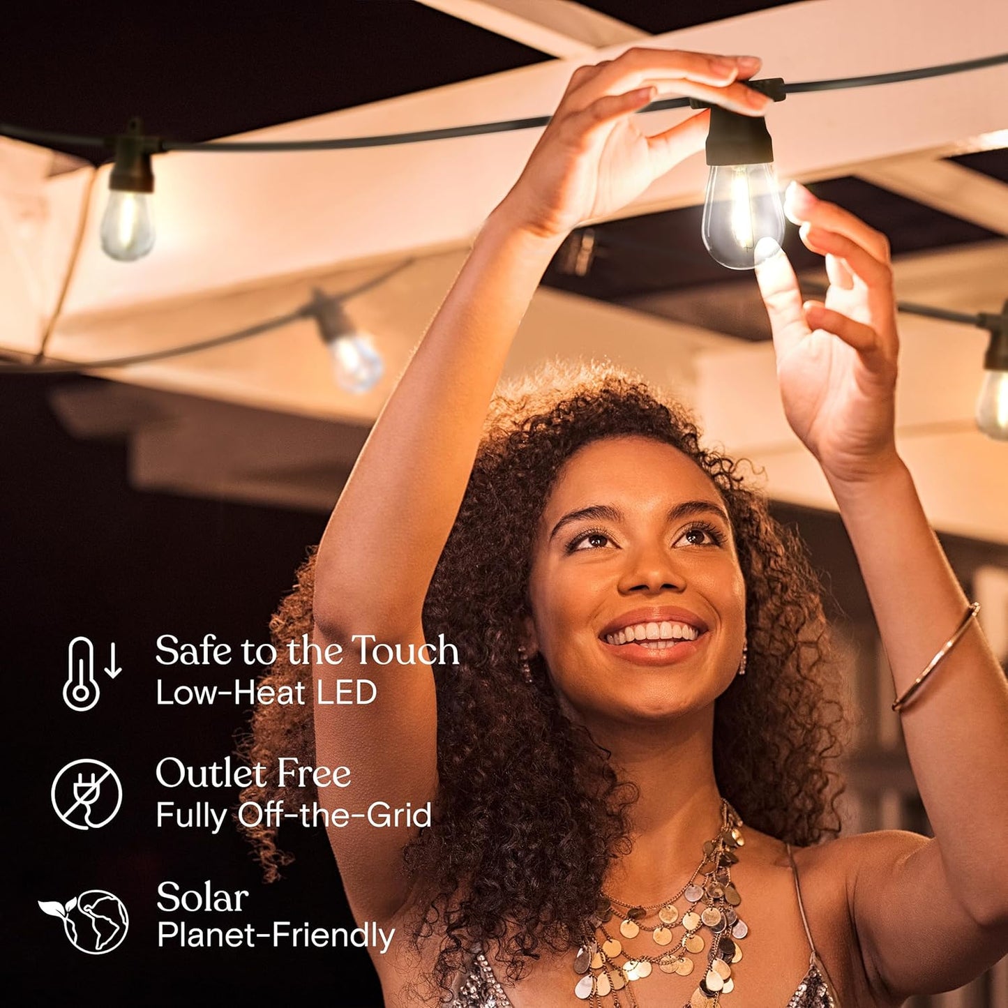 Brightech Ambience Pro Solar Powered Outdoor String Lights -27 ft Comm