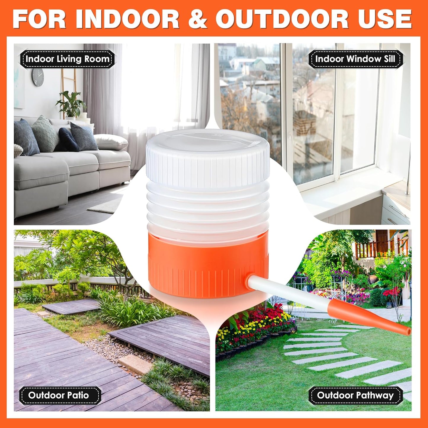 1 Pack Diatomaceous Earth Powder Duster with 6 Inch Nozzle, Diatomaceous Earth Spray Powder Applicator for Pest Control, Gardening & Home Maintenance, Indoor & Outdoor Use (Orange)