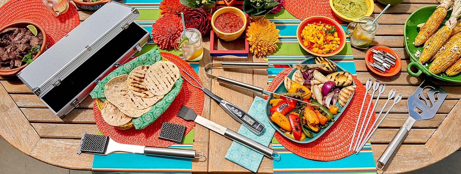 Cuisinart Deluxe Grill Tool Set, 20-Piece Grill Set, BBQ Accessories w