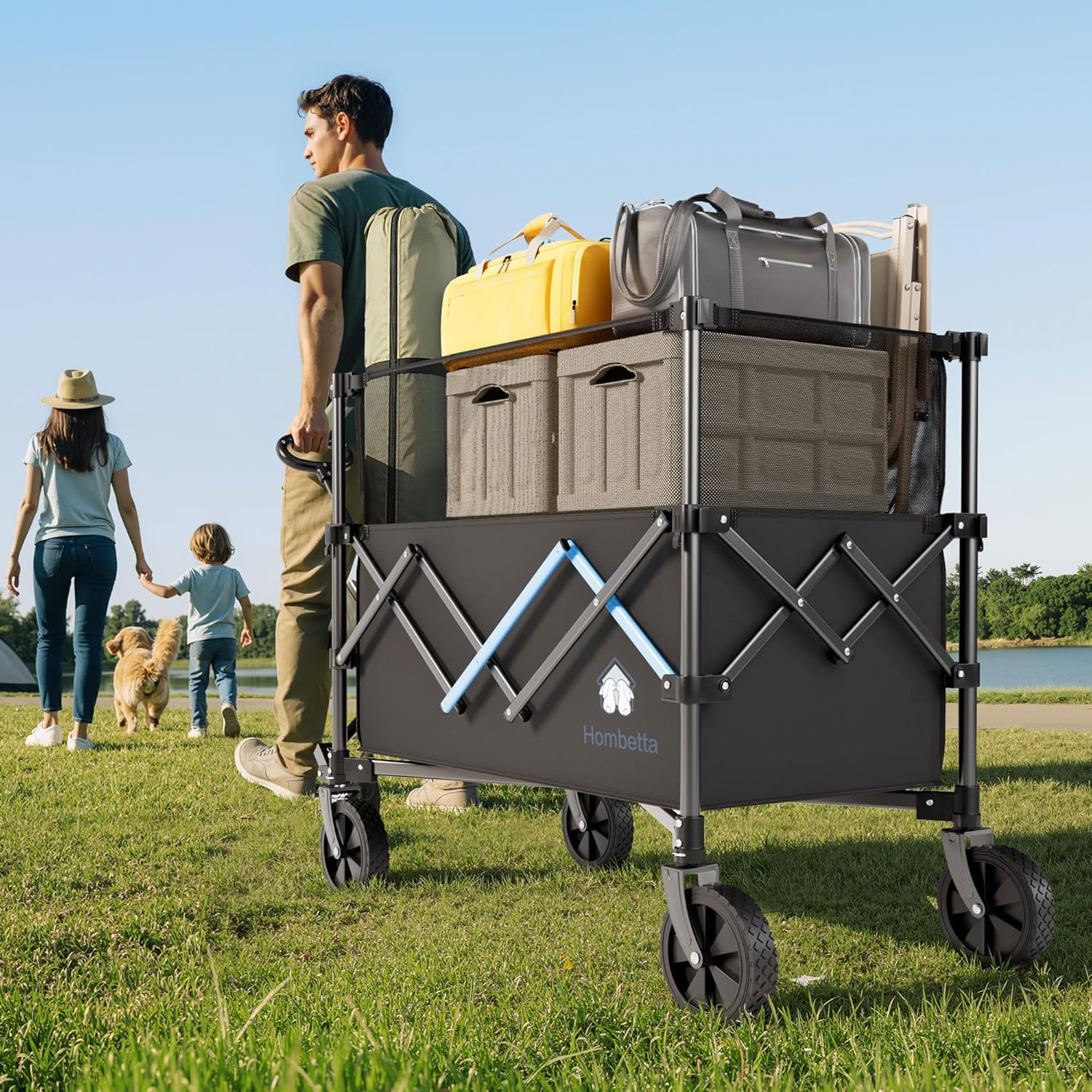 Homebetta Collapsible Wagon Cart, 450LBS Heavy Duty Collapsible Wagon 