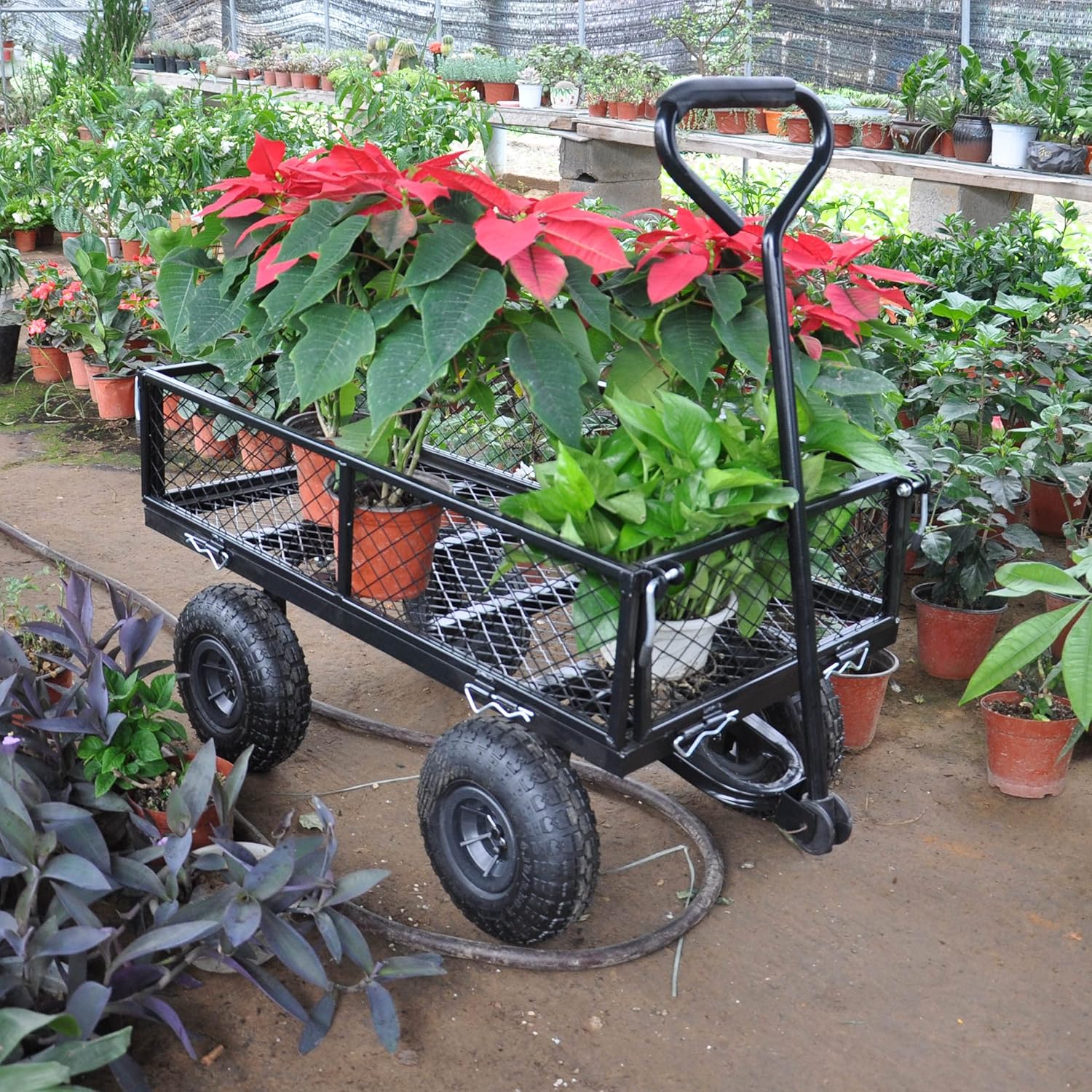 Garden Cart Outdoor Utility Wagon with Solid Wheels Beach Wagon,All Te