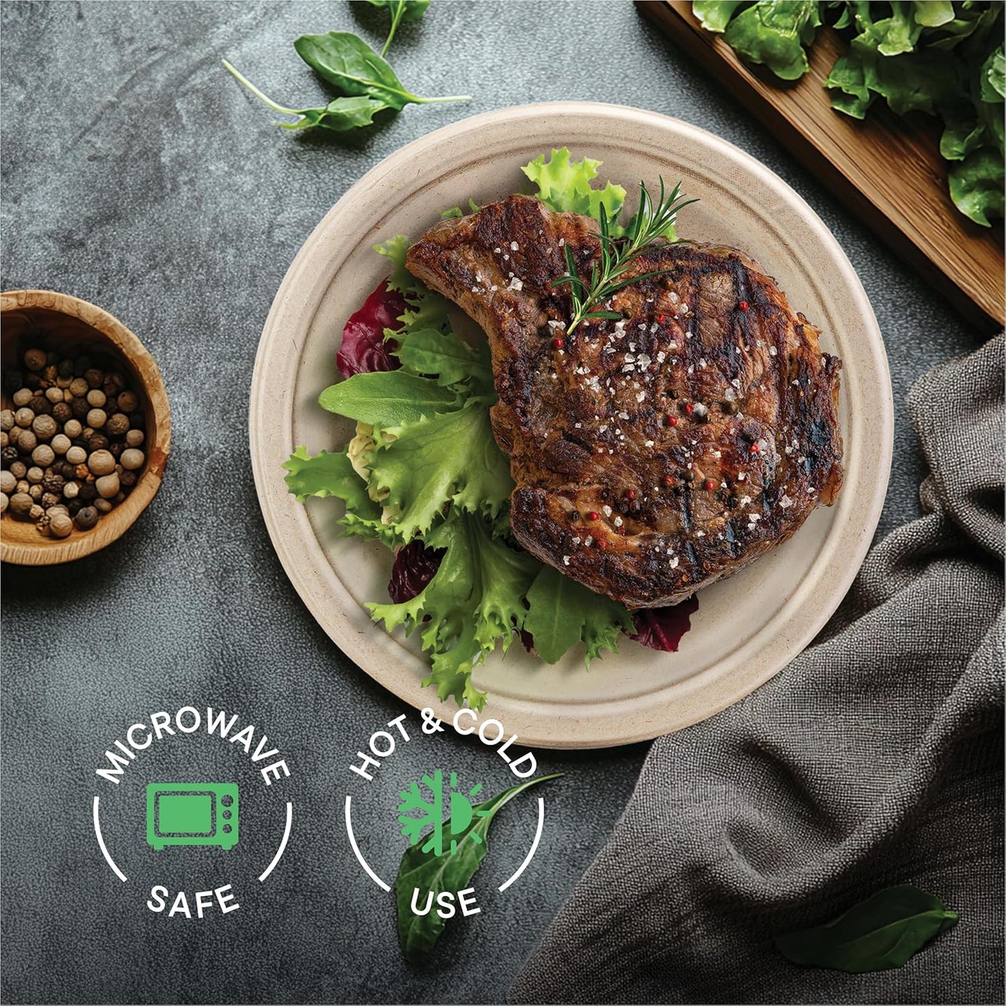 Paper Plates, 100% Compostable Heavy Duty Disposable 10 Inch Plate - [