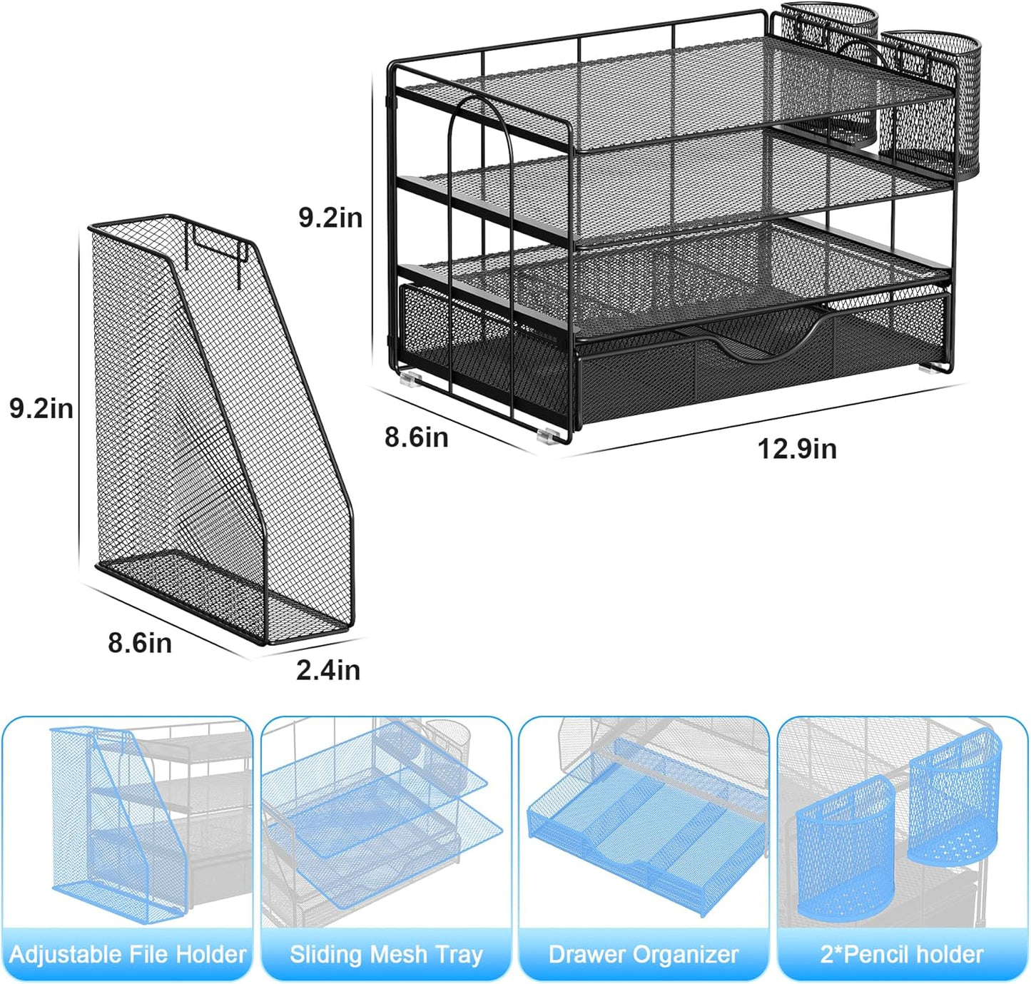 gianotter Desk Organizers and Accessories with File Holder, 4-Tier Des