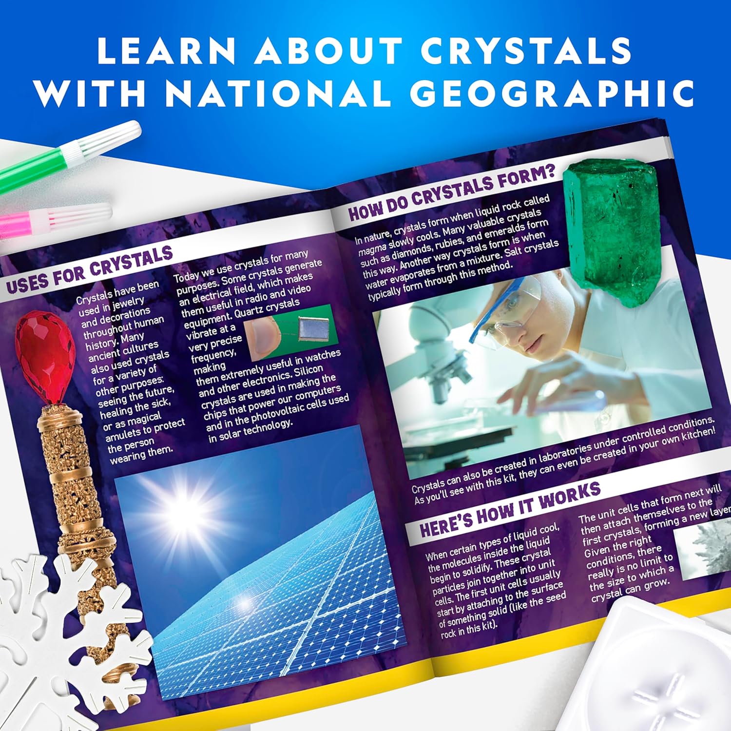 National Geographic Craft Kits for Kids - Crystal Growing Kit, Grow 6 