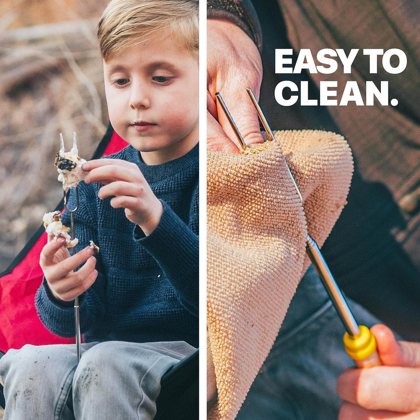 Smores Sticks for Fire Pit - Accessories for Campfire Marshmallow Roasting Sticks Smores Kit Outdoor-Smore Skewers Hot Dog Fork For Outside, Camping Essentials Bonfire Gear Long 32" 10 Pack