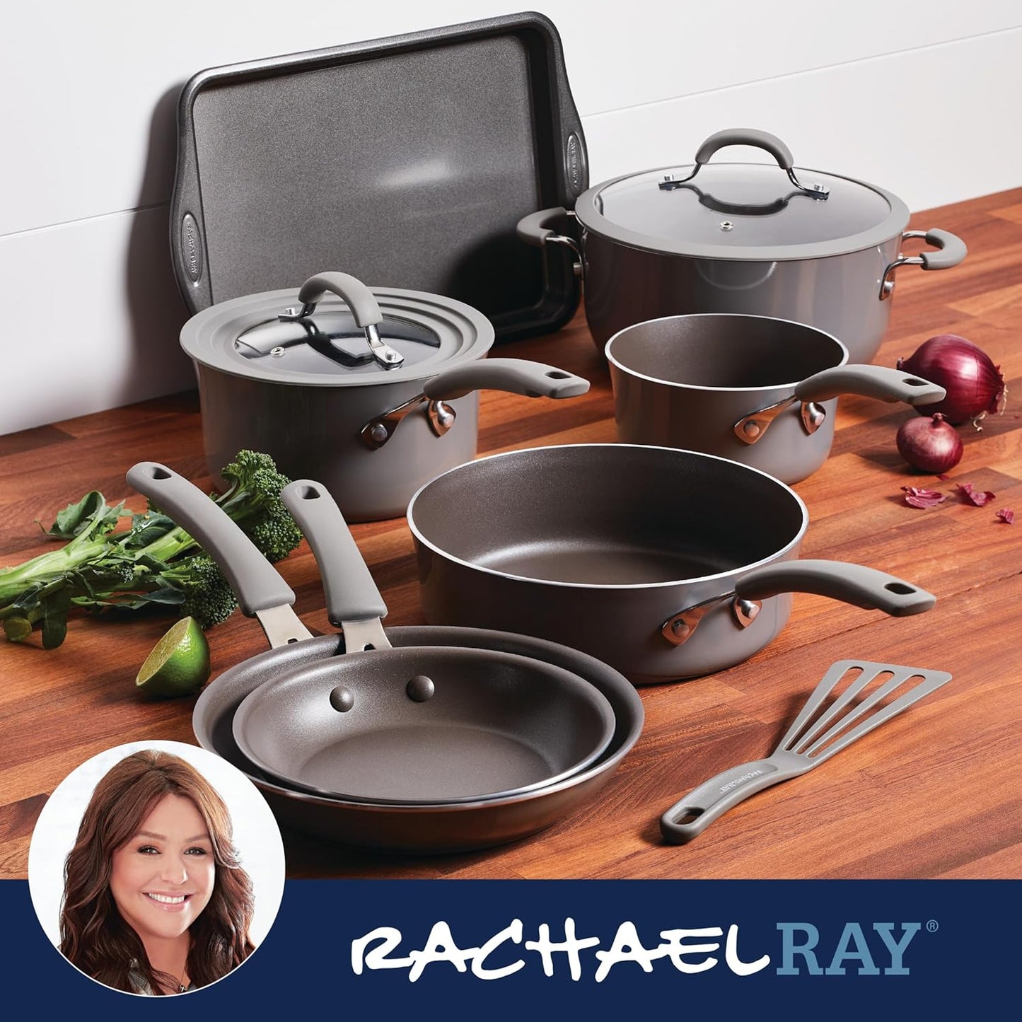 Rachael Ray Cook + Create Nonstick Cookware/Pots and Pan Set, 10 Piece