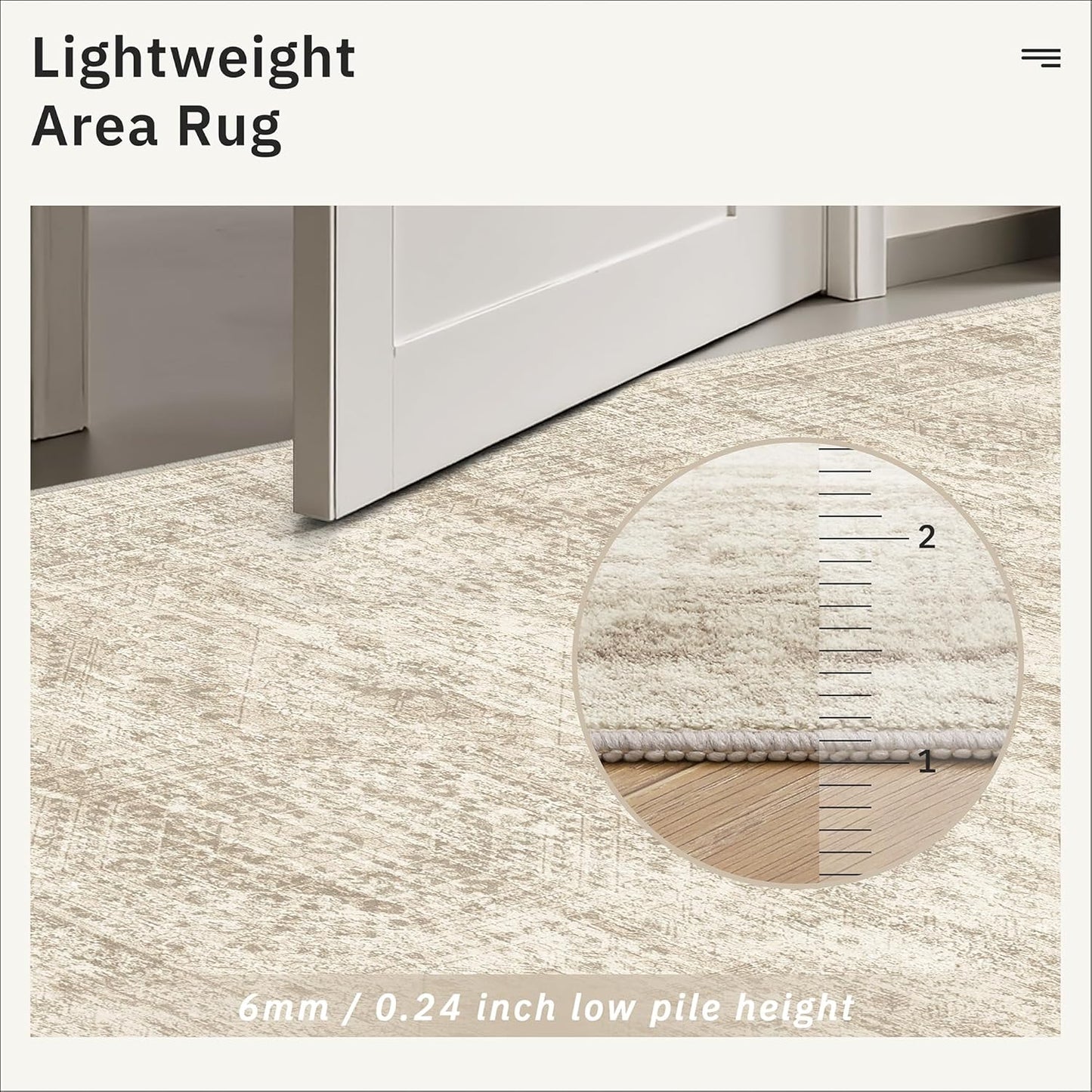 Washable Area Rug 8x10, Large Soft Rugs for Living Room Vintage Beige 