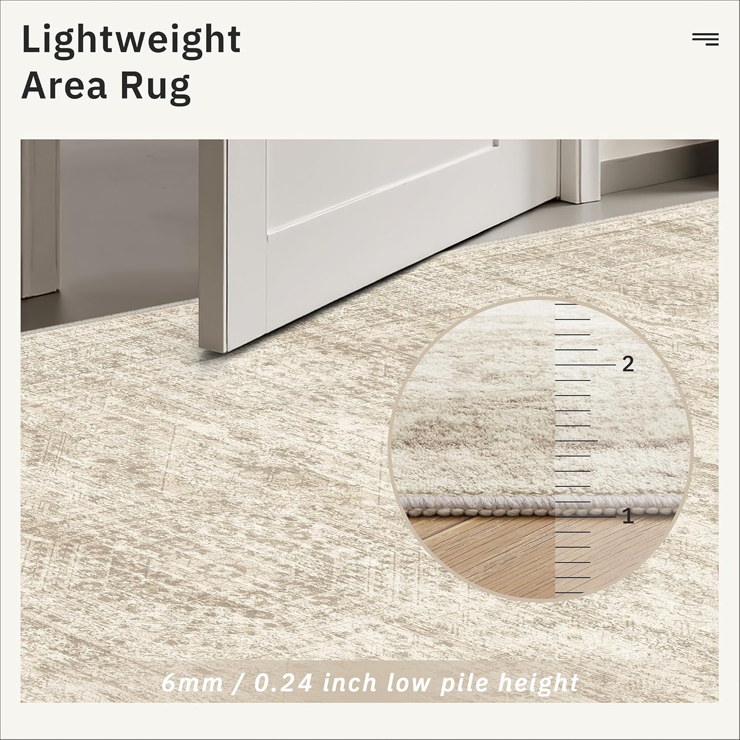 Washable Area Rug 8x10, Large Soft Rugs for Living Room Vintage Beige 