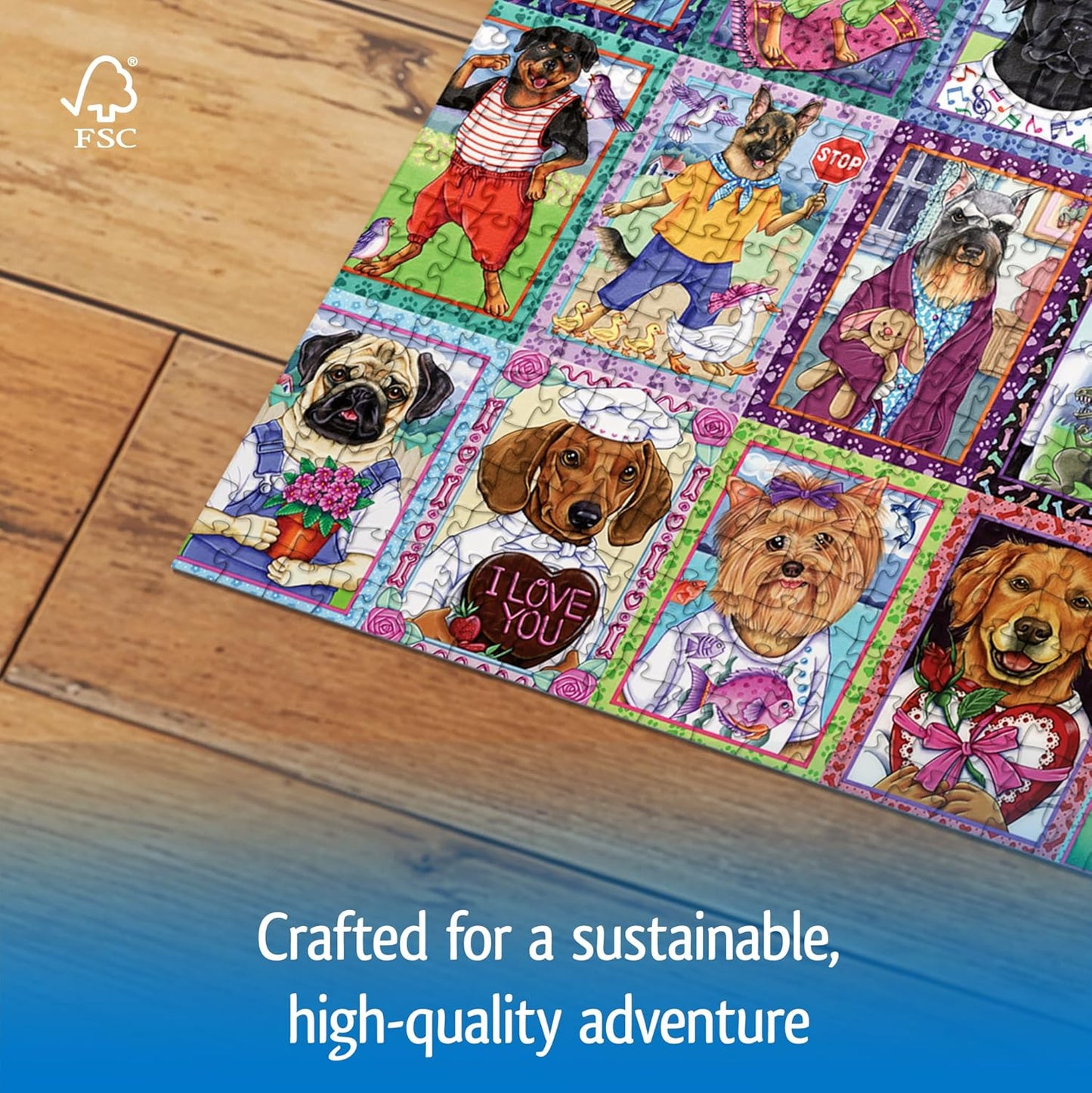 Wonder Forge Dandy Dogs 1000 Piece Jigsaw Puzzle for Adults | Unique, 