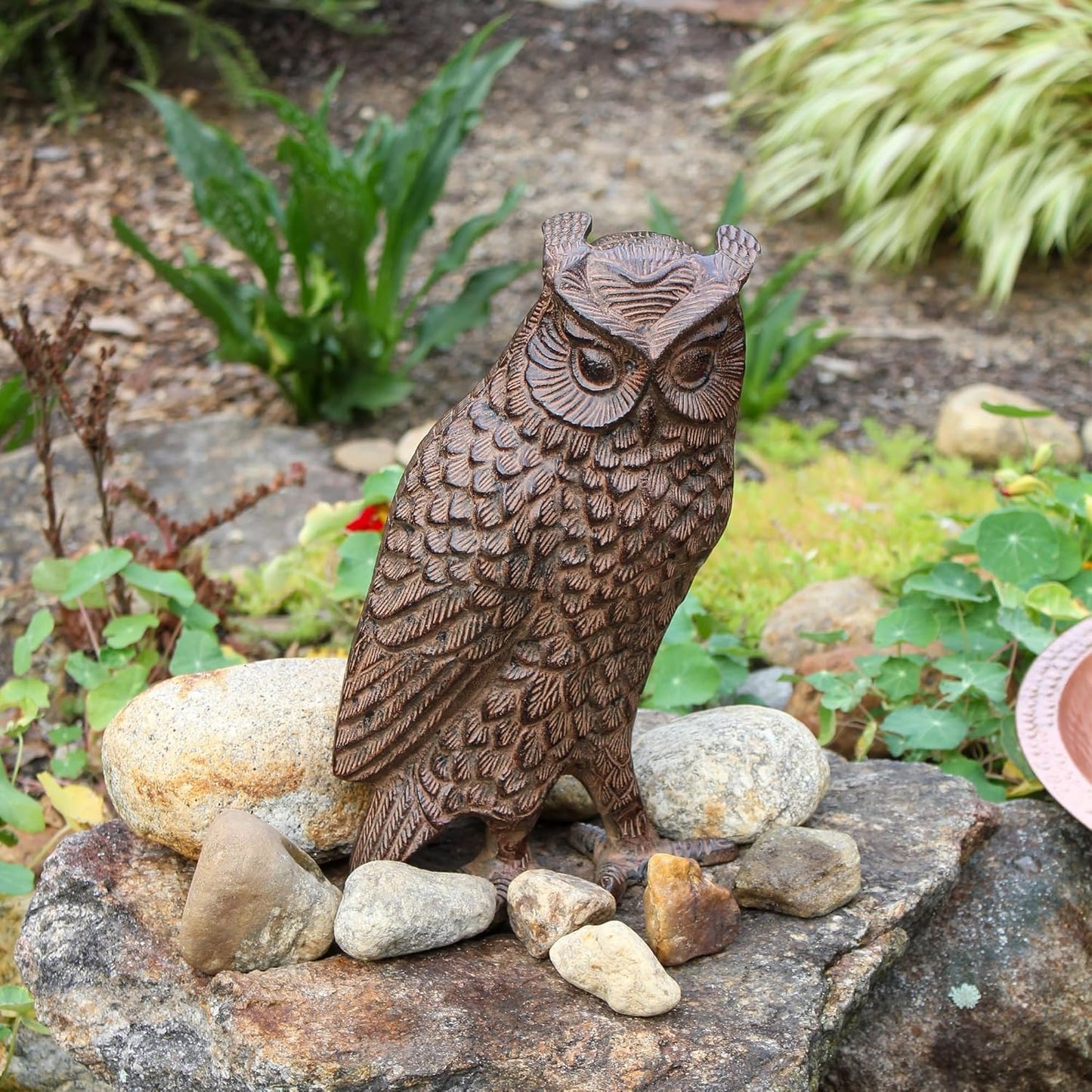 Achla Designs Great Horned Owl Garden Statue, Bronze