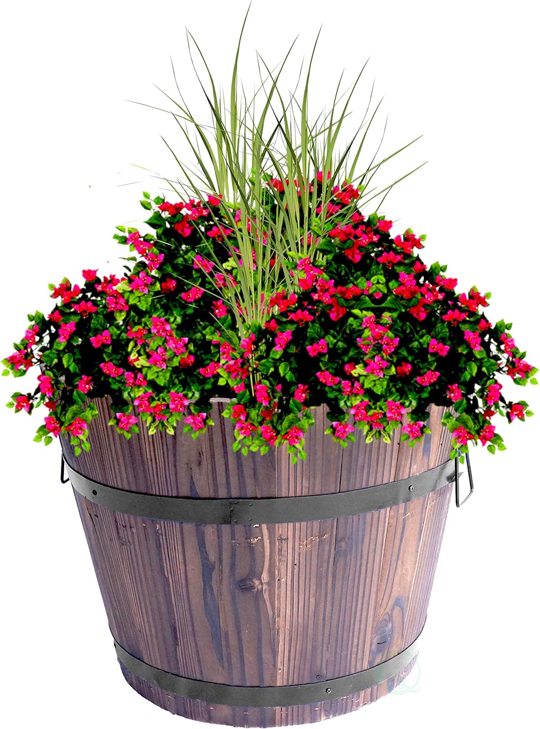 Extra Large Wooden Whiskey Barrel Planter, 18" Dia x 14" High