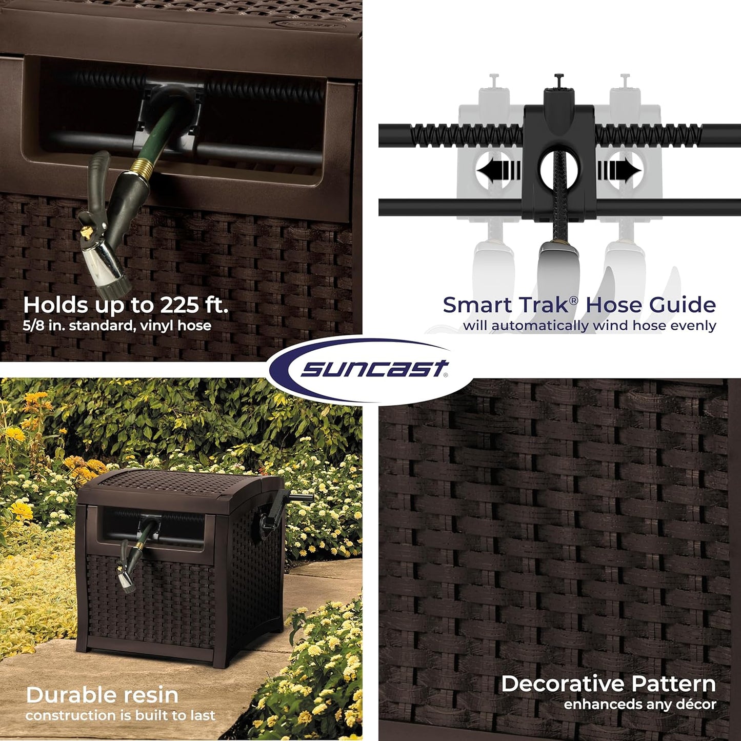 Suncast Hose Reel with Smart Trak Hose Guide, Water-Tight Connection, 