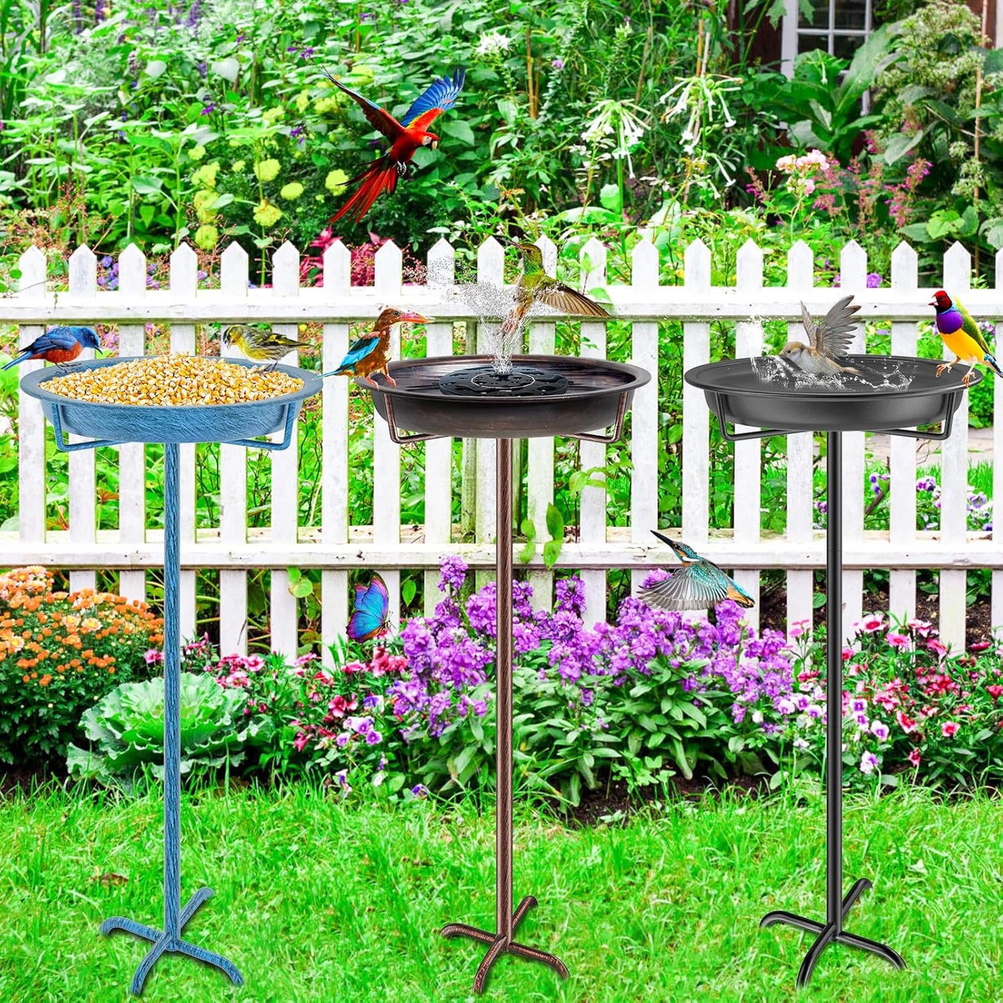 Metal Bird Bath for Outside Garden Birdbath Bowl, 36.2" Height Freesta
