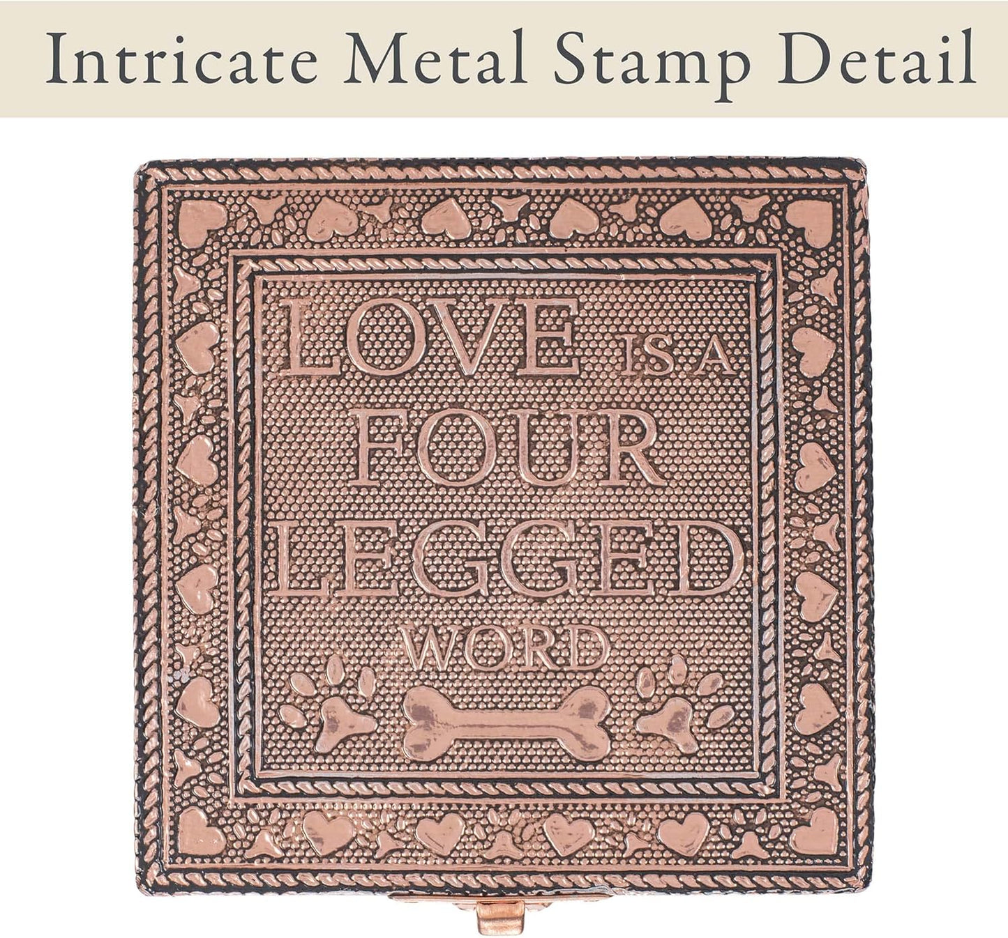 Cottage Garden Home Dog Pawprint Copper Tone Metal Jewelry Keepsake Bo