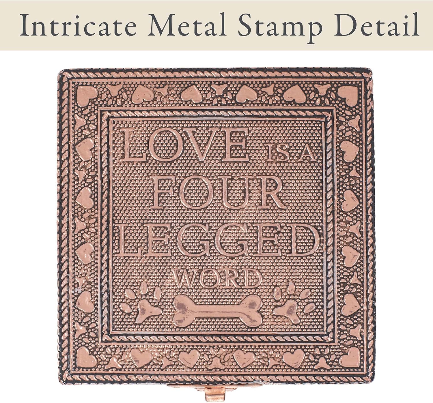 Cottage Garden Home Dog Pawprint Copper Tone Metal Jewelry Keepsake Bo