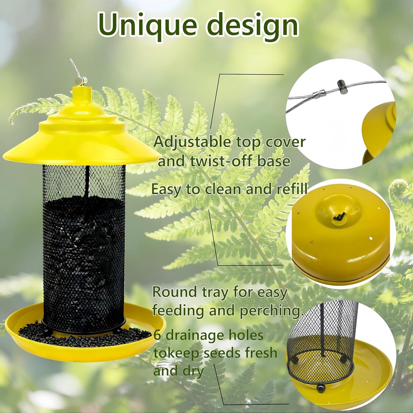 Bird Feeders for Outdoors Squirrel Proof Metal Tube Finch Feeder Bird Feeder for Nyjer/Thistle Seed for Goldfinches, Sparrows & Wild Birds
