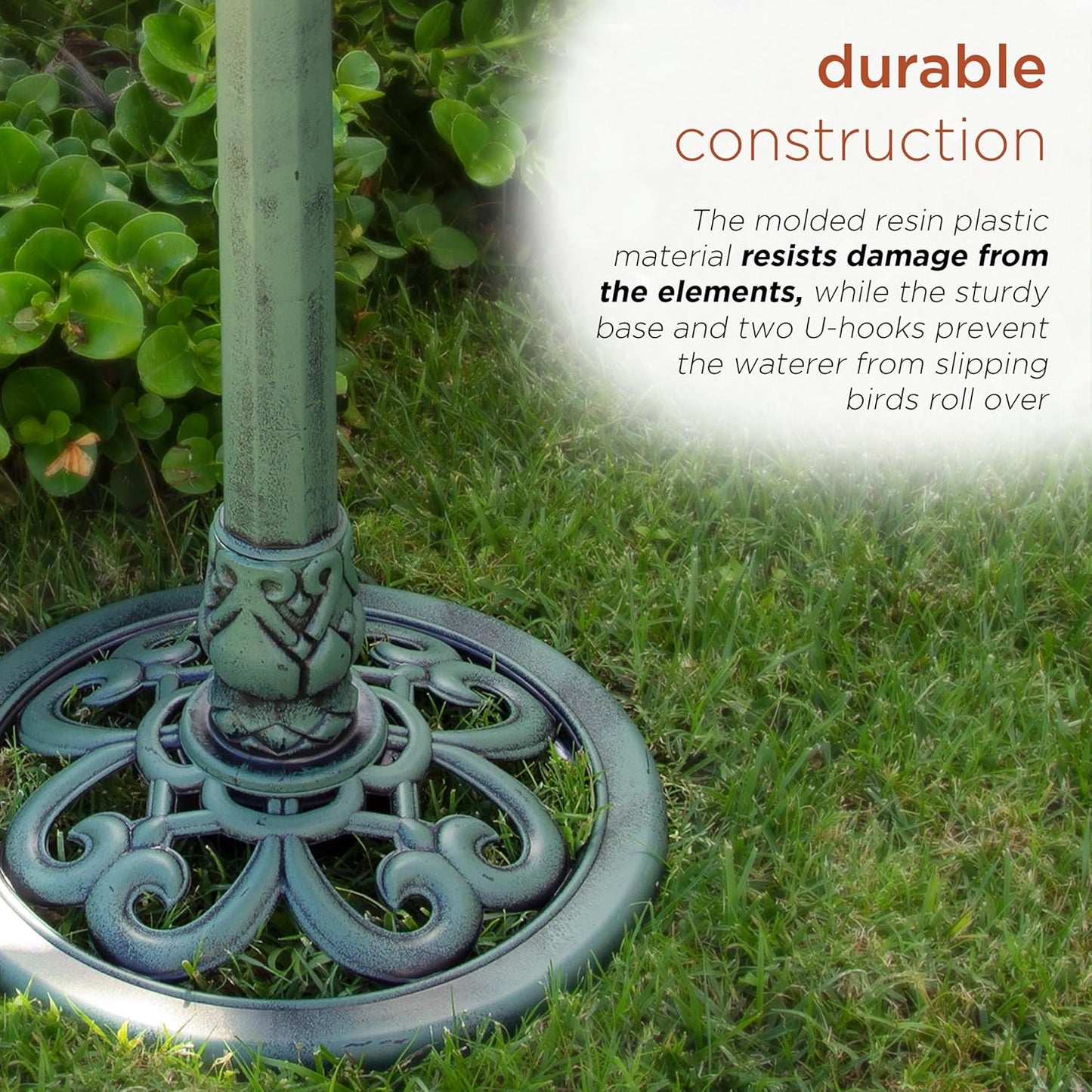 Alpine Corporation 33" Tall Outdoor Lotus Birdbath Yard Statue, Stunning Garden Accent to Attract Birds - Durable Polypropylene Construction for Patio, Deck, or Yard, Green