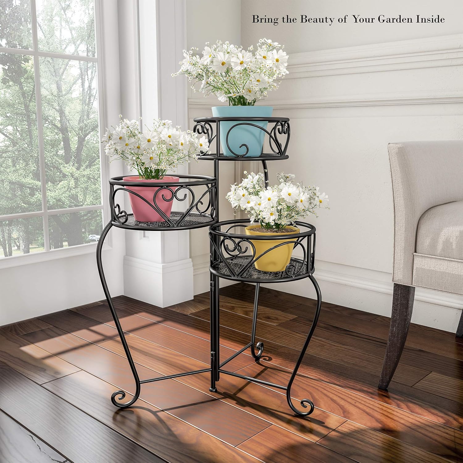 Pure Garden Tricycle Plant Stand 2-Tiered Indoor or Outdoor Decorative