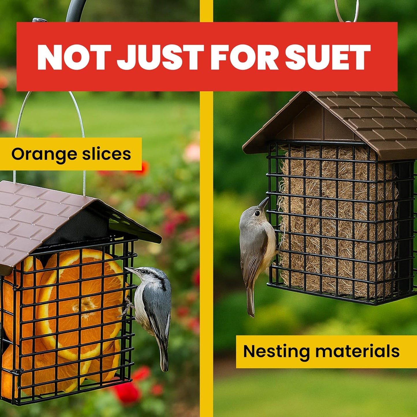 More Birds Double Suet Feeder with Weather Guard, 6.5" L X 4.25" W X 7