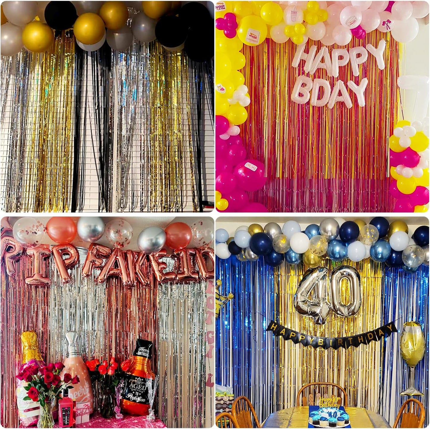 Blue Streamers Party Decorations 3.3x8.2ft, 2 Pack Dark Blue Tinsel Backdrop for Ocean Themed Party Decor, Glitter Blue Foil Fringe Curtains for Door Decorations Hanging Birthday Baby Shower Halloween
