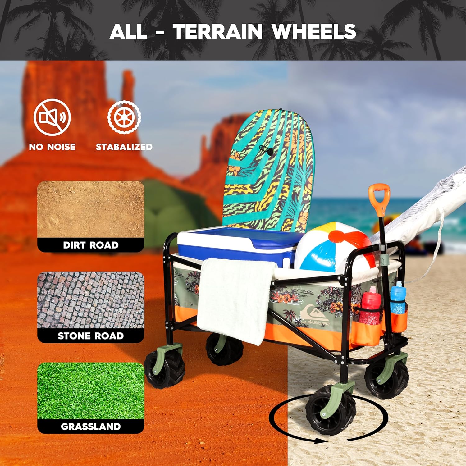 ROXY Folding Beach Wagon Cart – Heavy-Duty Collapsible Utility Wagon w