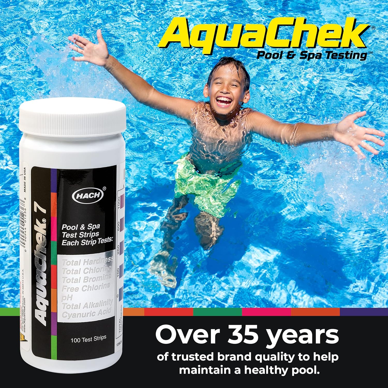 AquaChek 7-Way Pool and Spa Test Strips - Silver Pool Test Strips For 