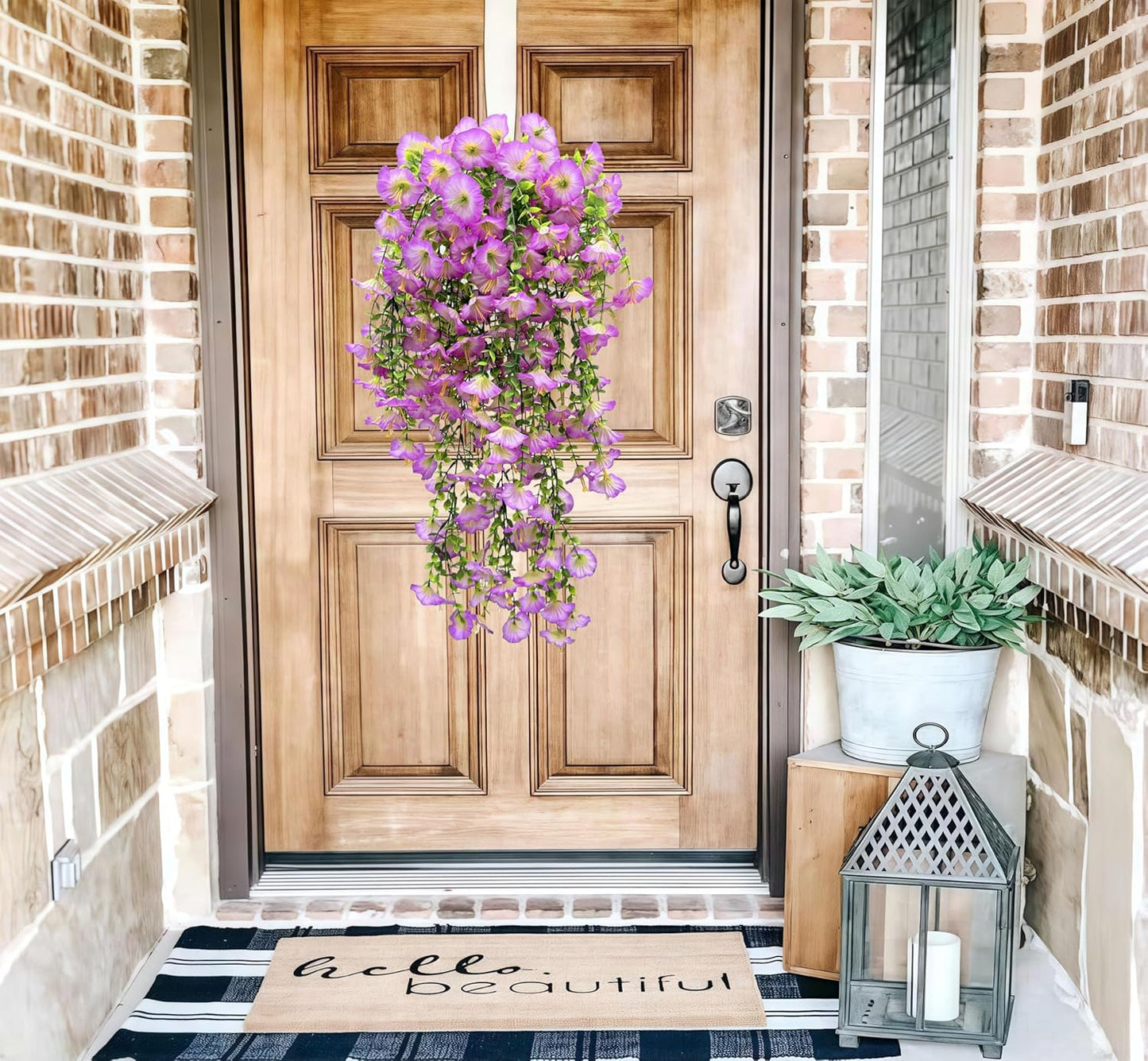3Pcs Artificial Hanging Flowers for Outdoors UV Resistant Realistic PurpleFaux Petunias Vines for Outside Indoor Planter Porch Patio Yard HomeDecor