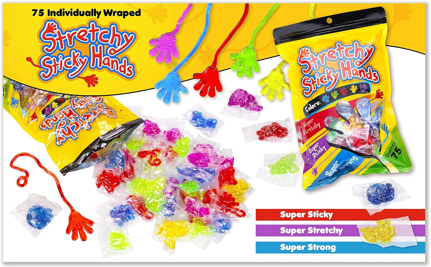 75 Pcs Bulk Sticky Hands for Kids - Slappy Slap Little Small Hands Sti