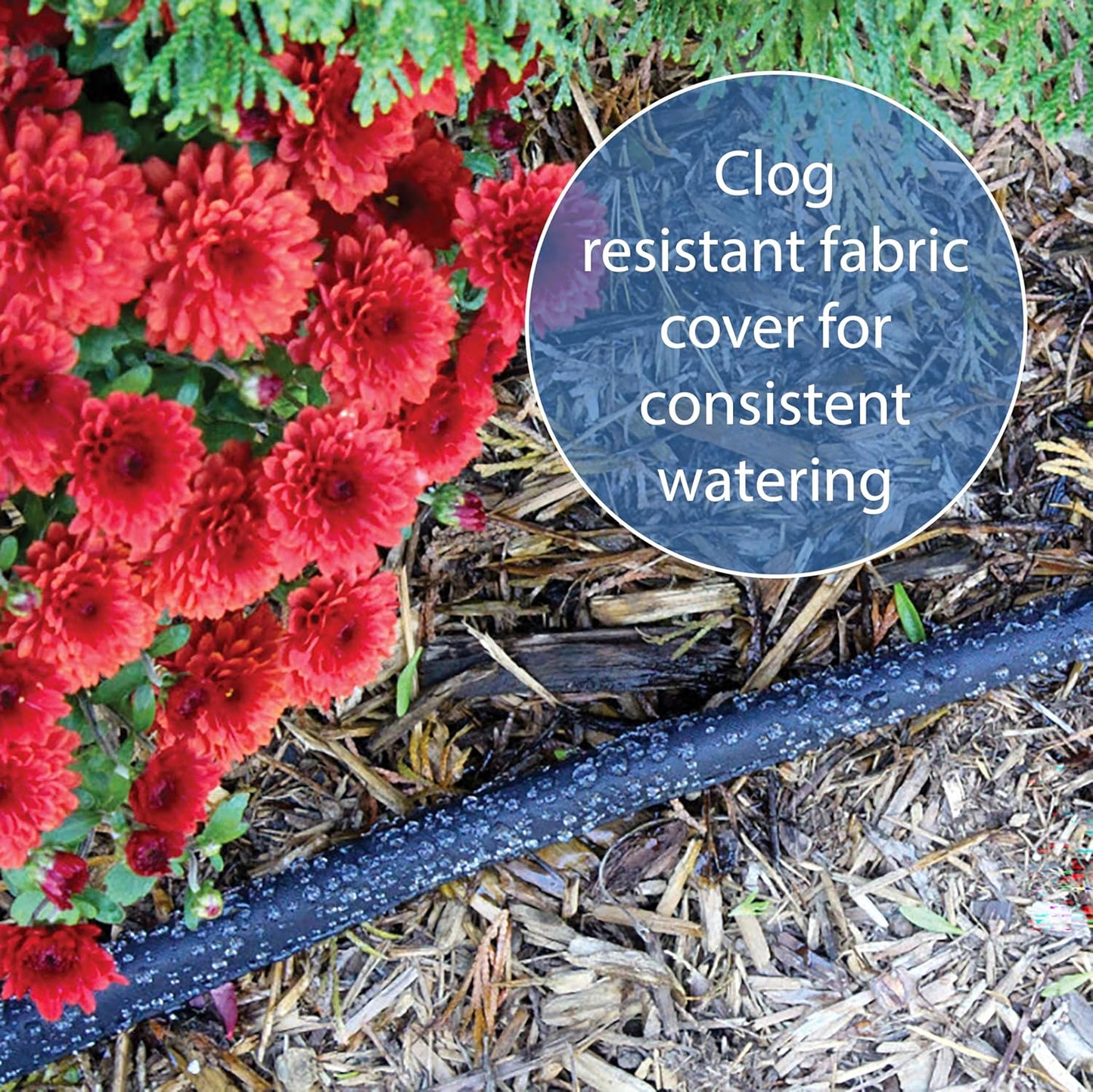 Gilmour 25' Black Flat Weeper Soaker Hose for Garden Beds, Drip Irrigation Outdoor Hose, Flexible Garden Hose for Vegetable Gardens, Flower Beds, Lawns, and Orchards