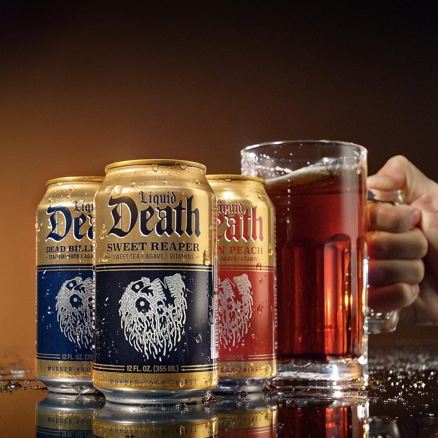 Liquid Death Iced Tea - Variety, Less Sugar*, Boost of Caffeine, B Vit