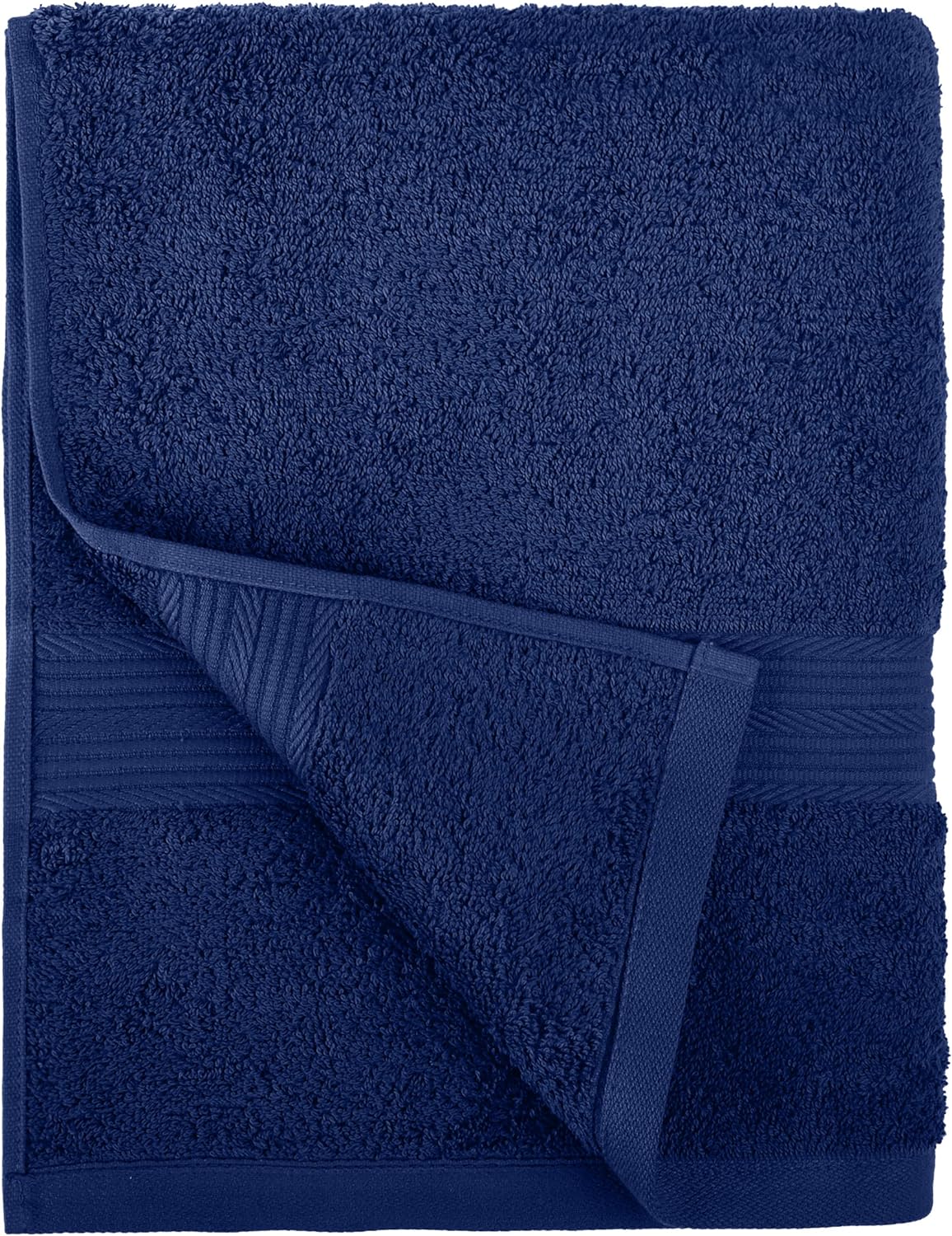 Amazon Basics 6-Piece Fade-Resistant 100% Cotton Towel Set, Soft and Absorbent, 2 Bath Towels, 2 Hand Towels, 2 Washcloths, Navy Blue
