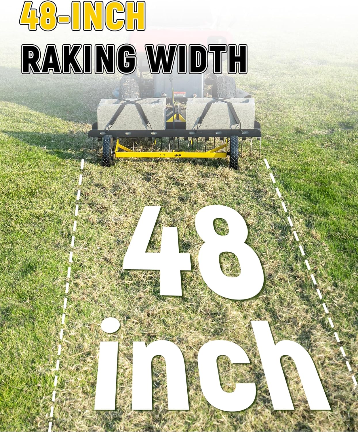48 Inch Tow Behind Dethatcher, Pull Behind Lawn Dethatcher with 24 Spr