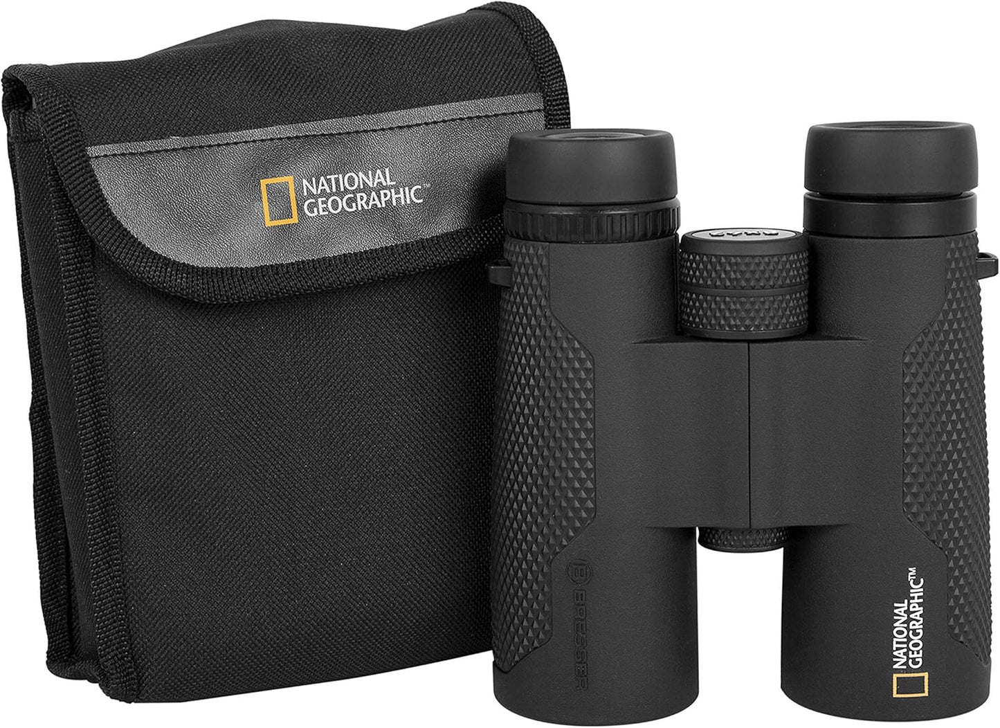 National Geographic 8×42 Binoculars – 8× Magnification, 42 mm Objective, Waterproof Roof‑Prism, Rubber Armoured, Wide Field, Includes Case & Strap