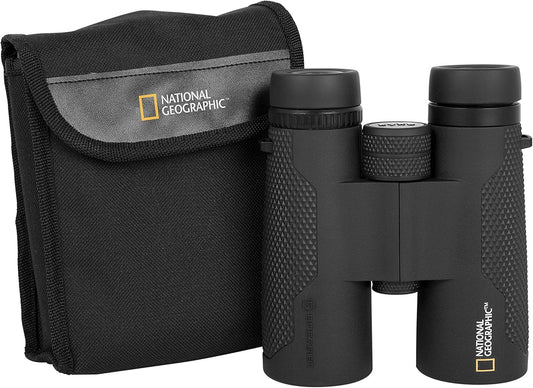 National Geographic 8×42 Binoculars – 8× Magnification, 42 mm Objective, Waterproof Roof‑Prism, Rubber Armoured, Wide Field, Includes Case & Strap