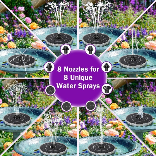 SZMP 3.5W Solar Fountain for Bird Bath with 2000mAh Battery & 3D Color