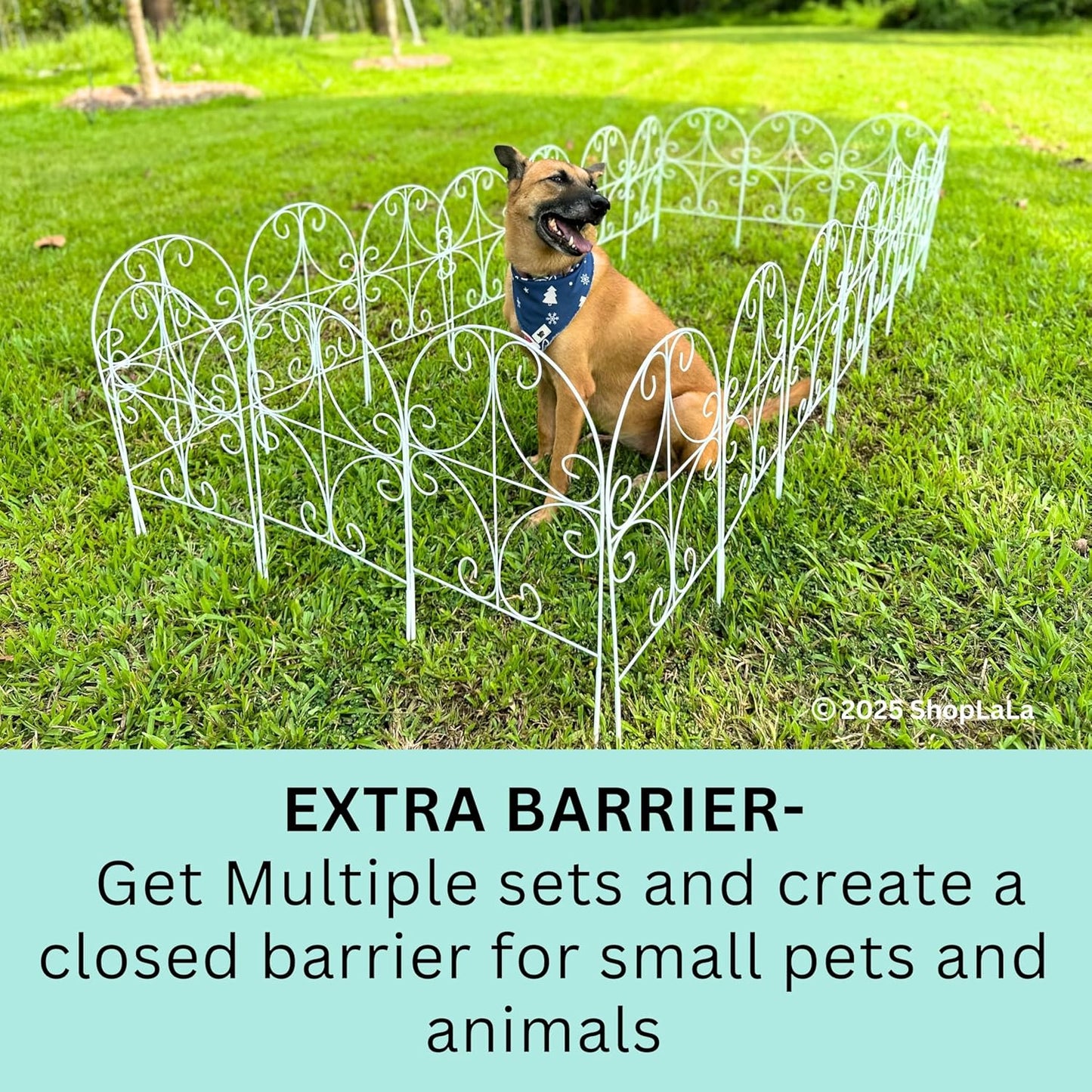 ShopLaLa Garden Fence Border Animal Barrier (10 Panels) 12in(L) x 24in(H) Wire Fence Butterfly Arch Panel Outdoor, Decorative Fencing Rustproof White Metal for Lawn Landscape, Dog Fences for The Yard