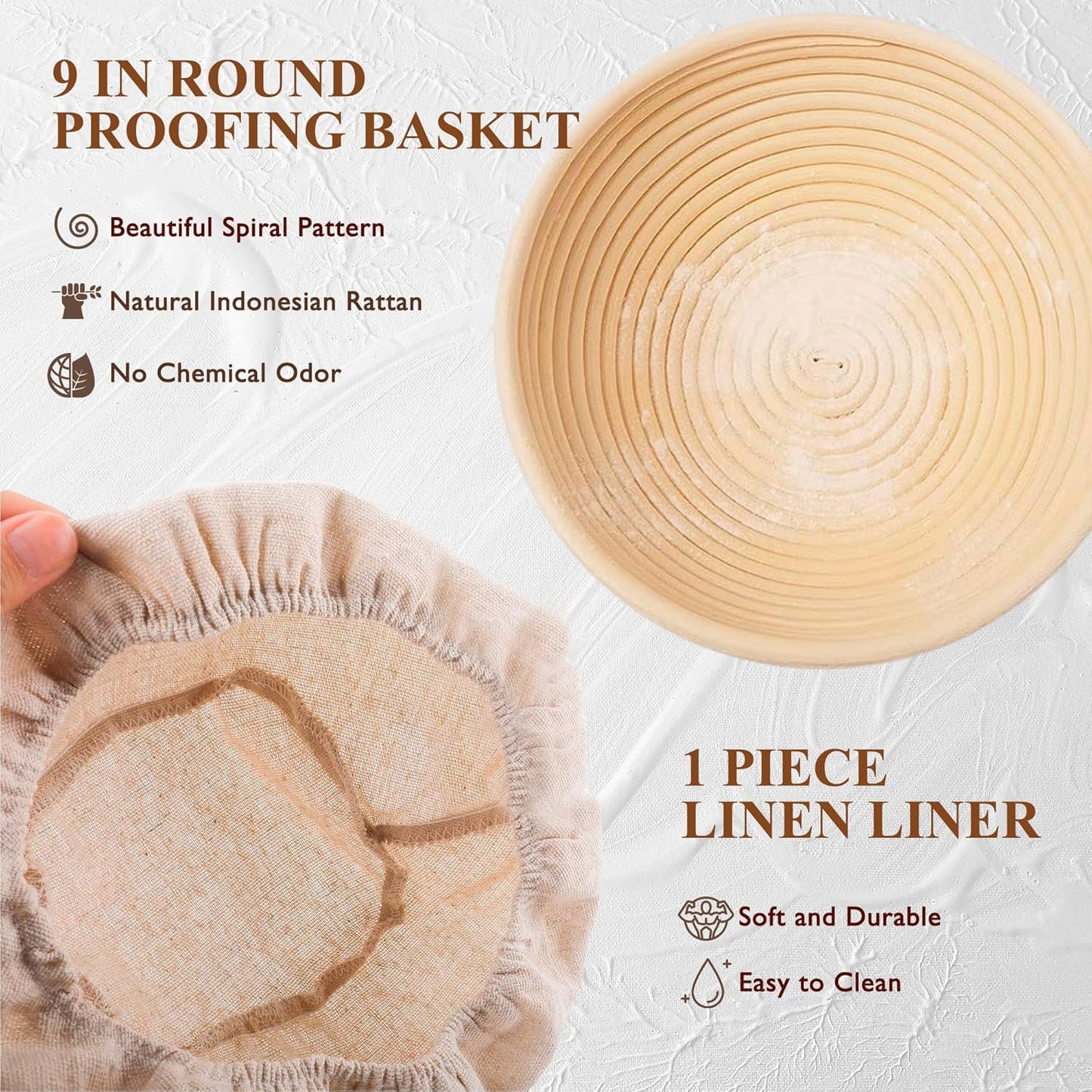 Complete Sourdough Starter Kit, Banneton Bread Proofing Basket with Gl