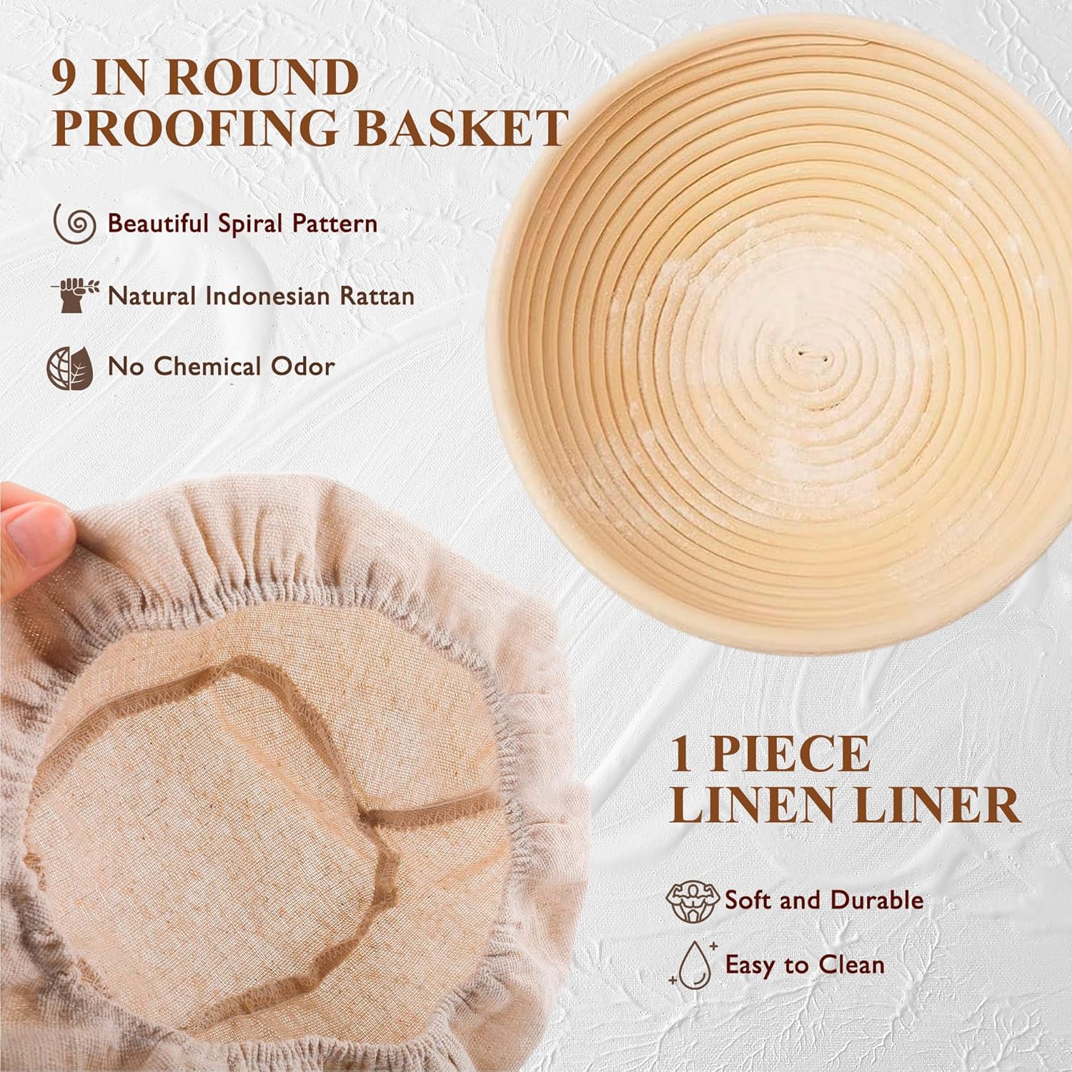 Complete Sourdough Starter Kit, Banneton Bread Proofing Basket with Gl