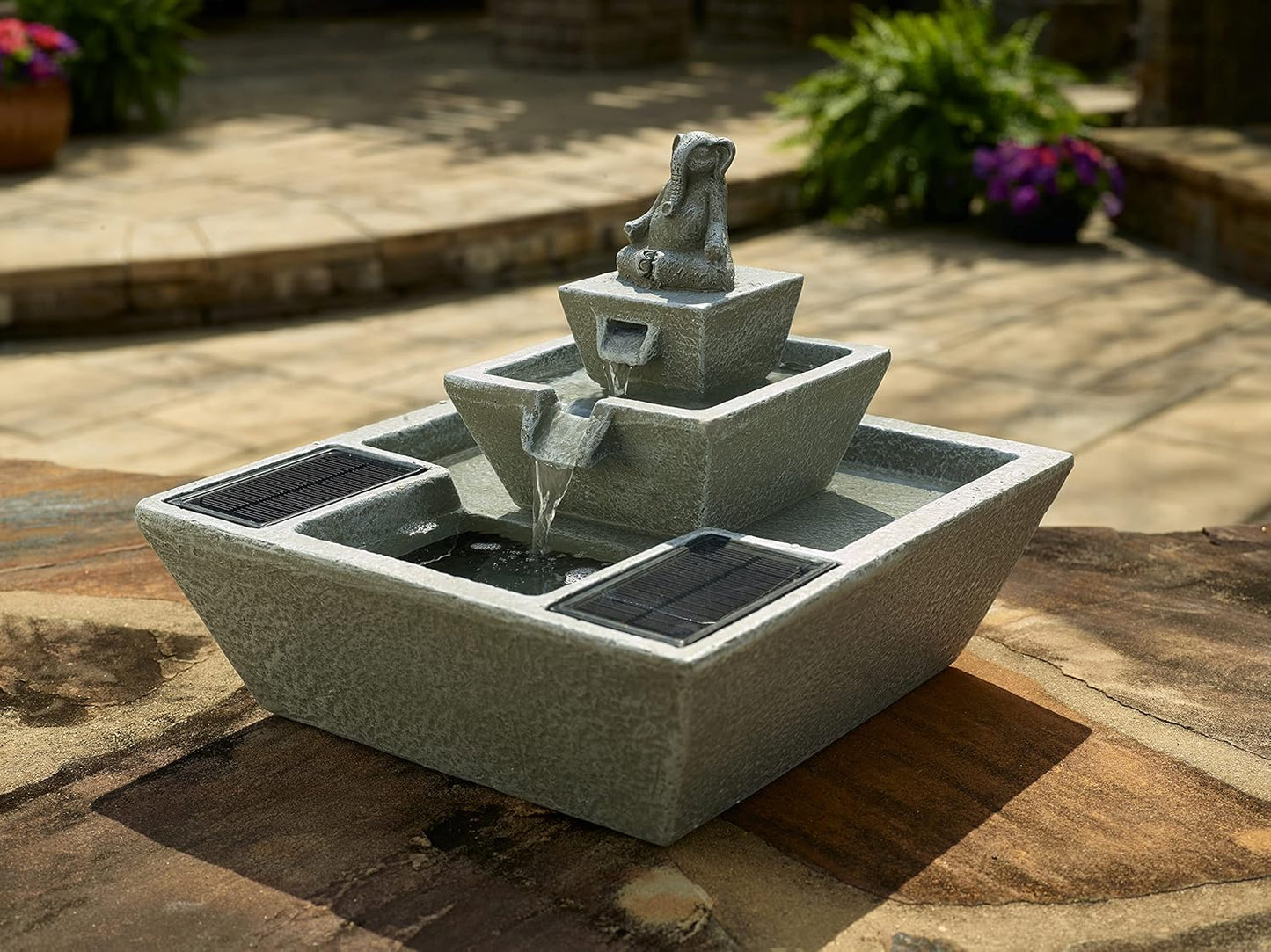Smart Solar Adelie Mosaic Glass Copper Style Solar-Powered Bird Feeder