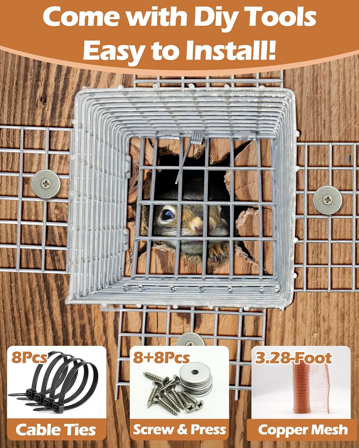 One Way Squirrel Door Excluder 11 × 3 × 3inch, Humane Squirrel Trap, R