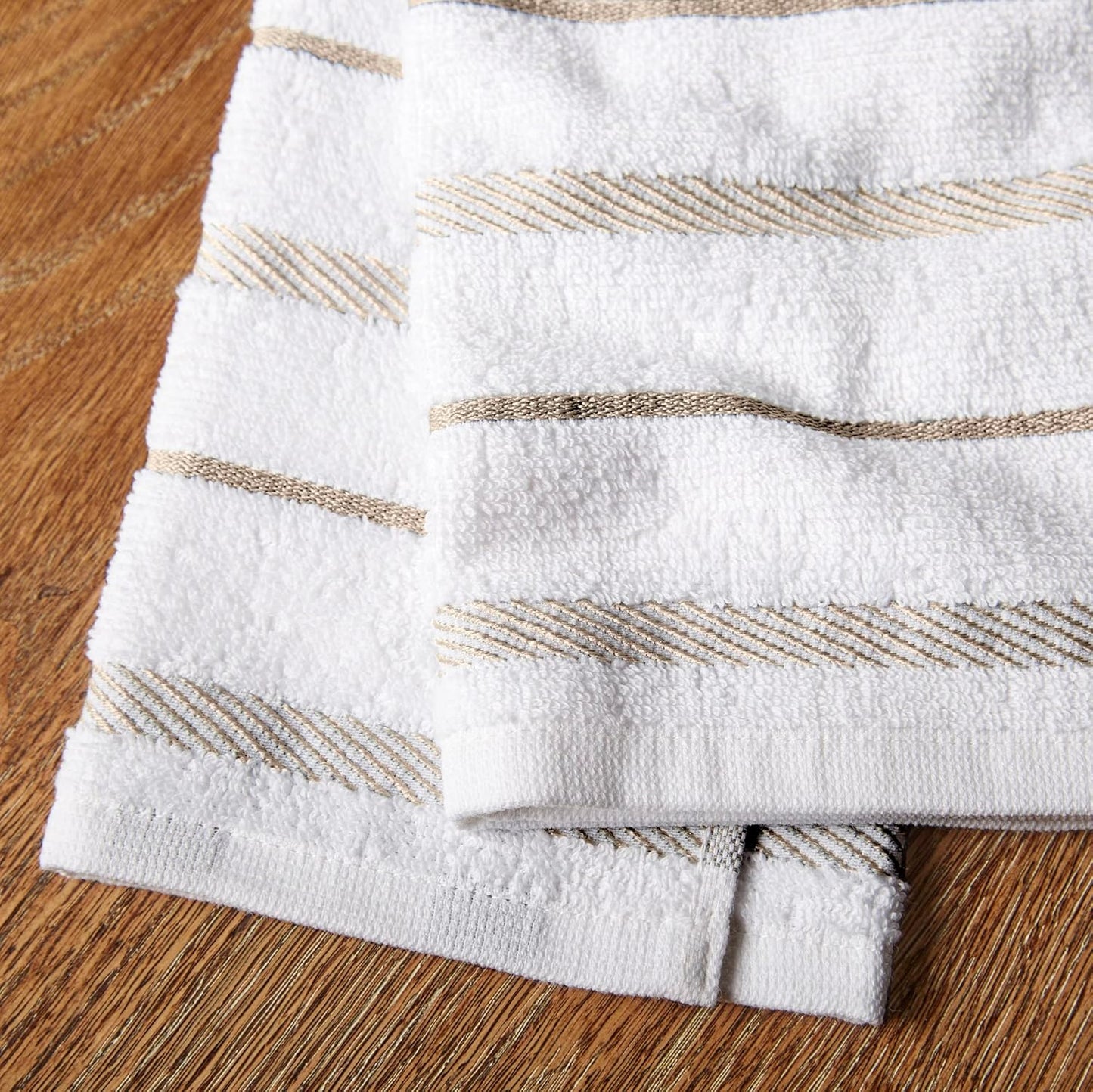 KitchenAid Albany Kitchen Towel 4-Pack Set, Milkshake Tan/White, 16"x2