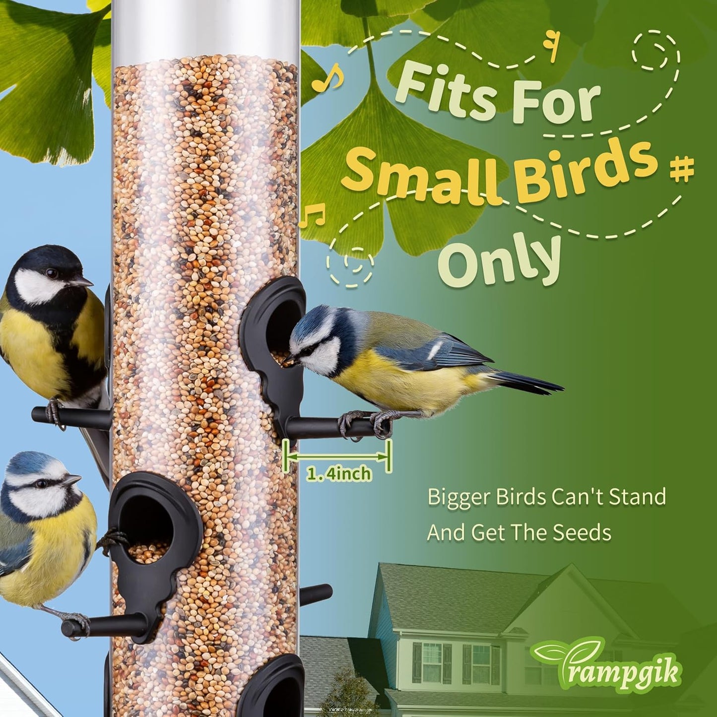 Bird Feeders for Outdoors Seed Catcher,6 Port Wild Bird Feeders with T