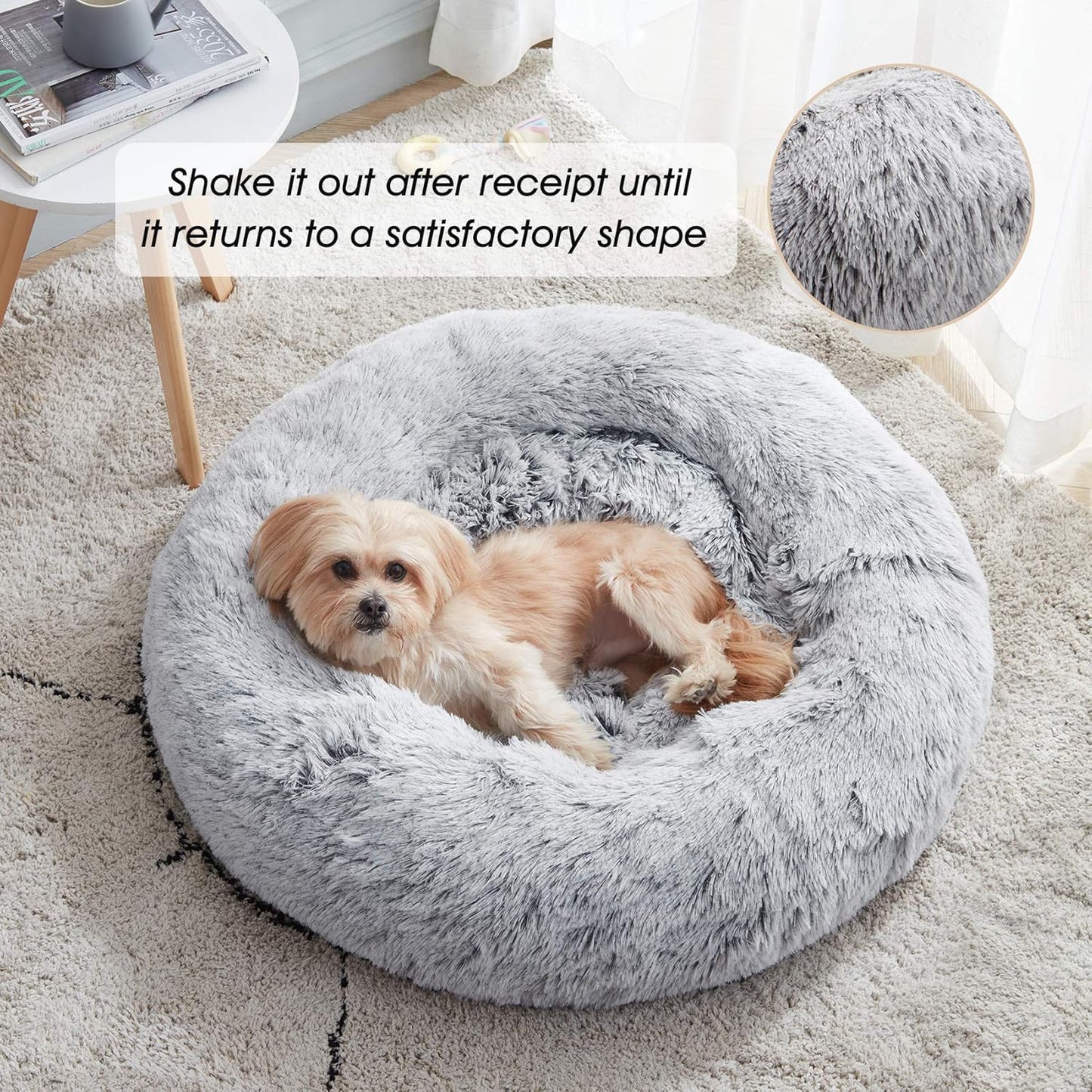 WESTERN HOME WH Calming Soft Round Dog & Cat Bed, Anti-Anxiety Donut C