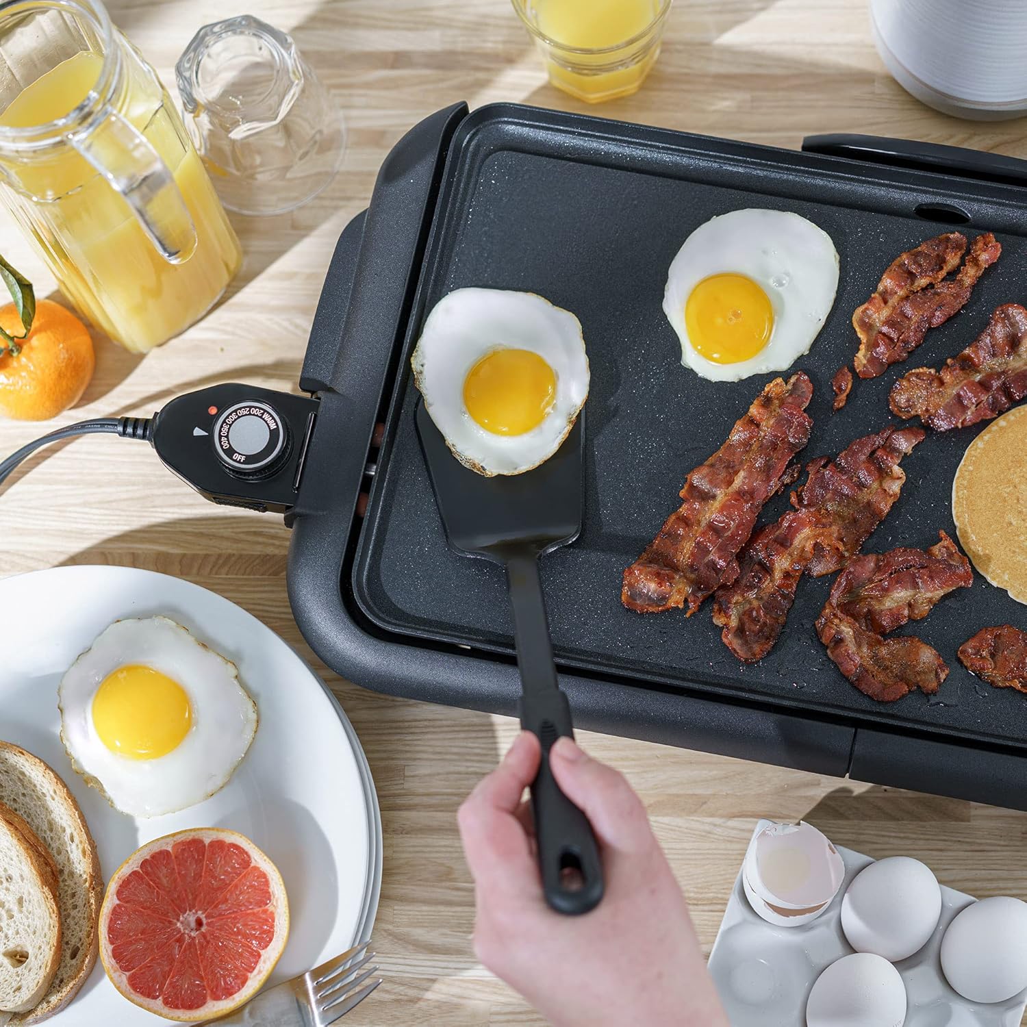 bella Electric Griddle with Warming Tray - Smokeless Indoor Grill, Non