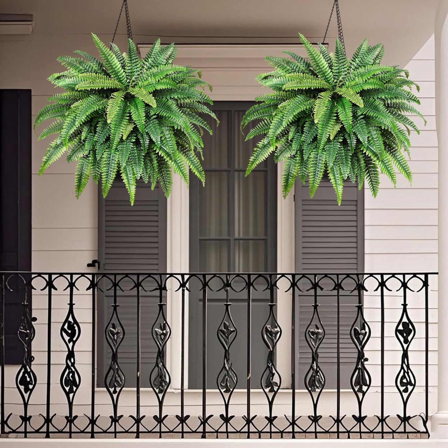 48" Large Artificial Ferns Plants for Outdoors Indoors,UV Resistant 95Branches Faux Boston Fern Bush for Front Porch Decor,Large Hanging Fake Fern Plant Greenery for Entrance Garden Planter Home Decor