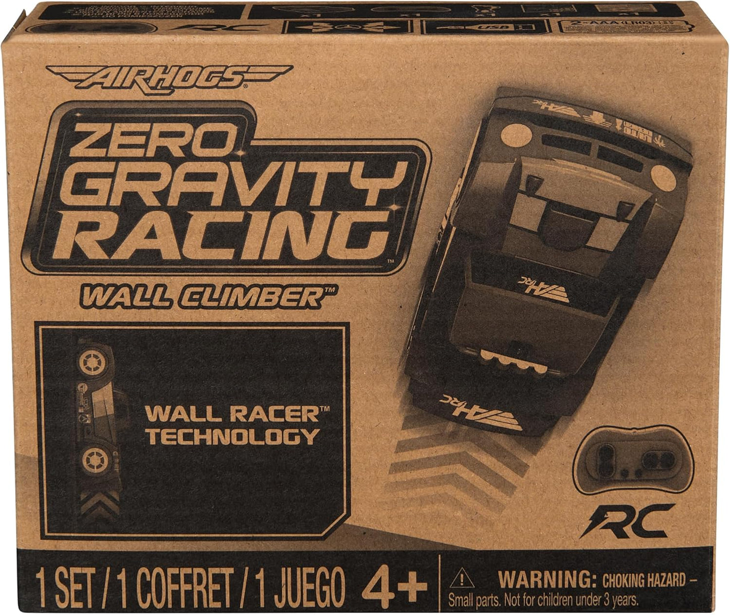 Air Hogs, Zero Gravity Racing Wall Climber, USB-C Rechargeable Wall Ra