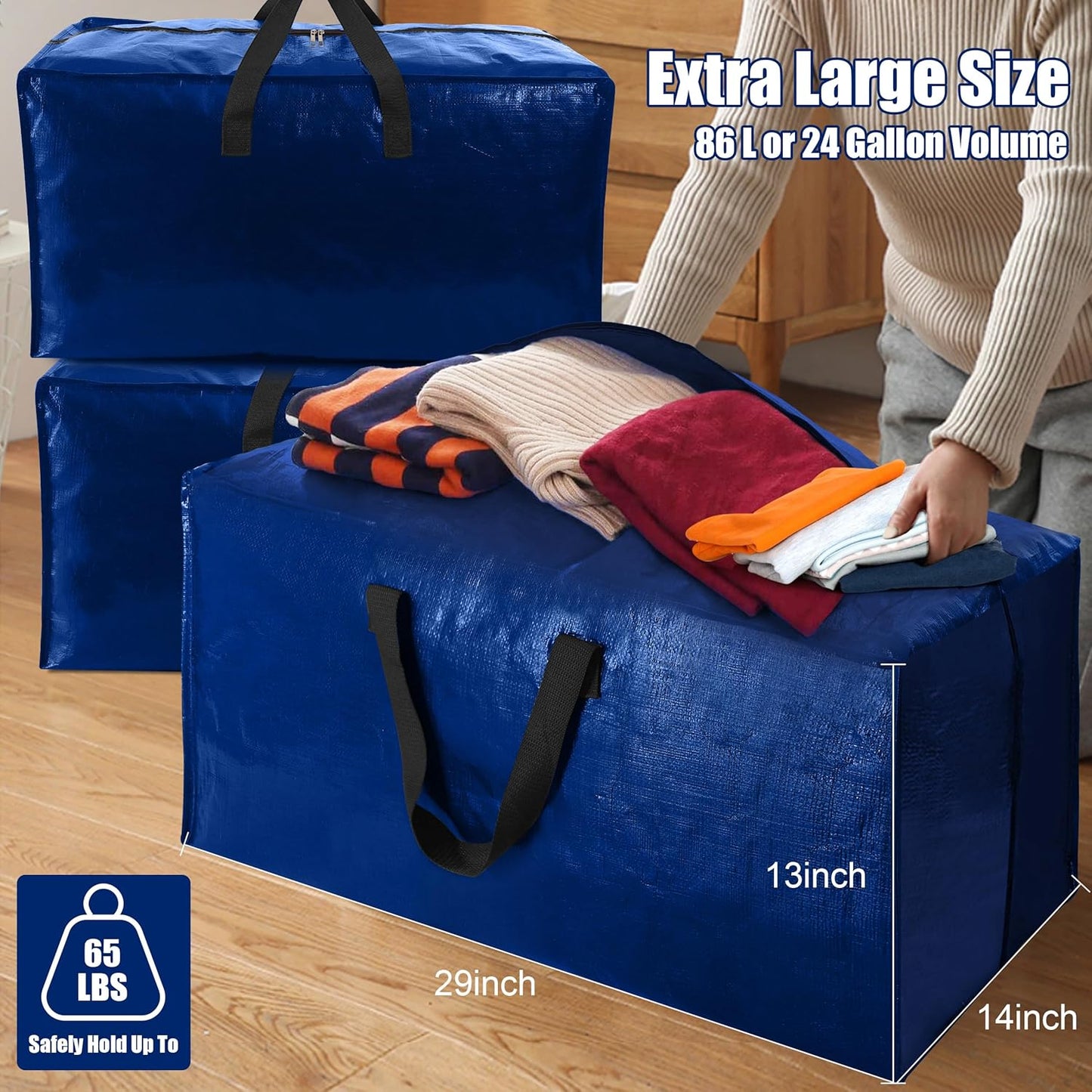 Cosy Family 4 Pack Heavy Duty Extra Large Moving Bags with Backpack St