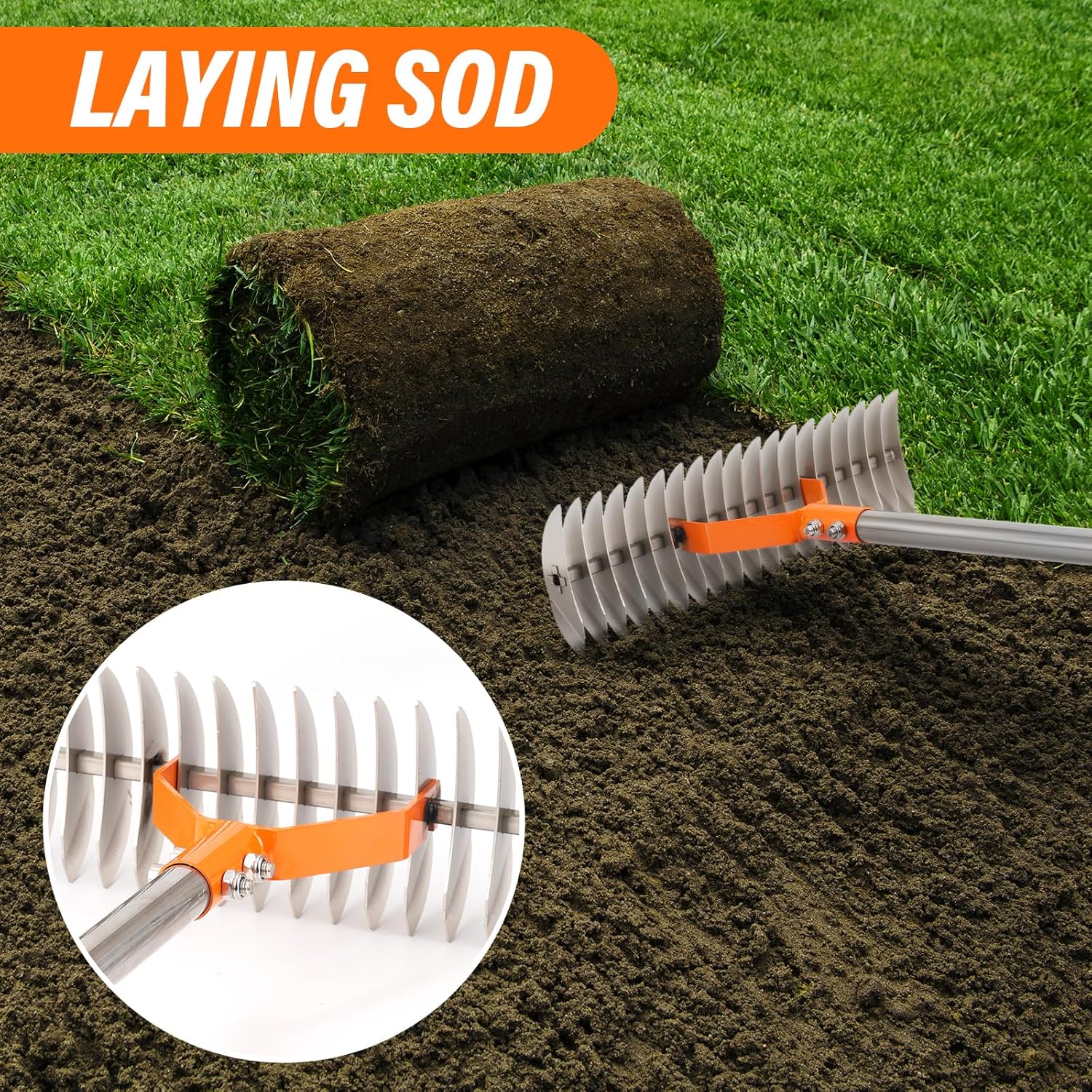 62" Adjustable Thatch Rake - 19-Tine Lawn Dethatcher with Nickel Steel